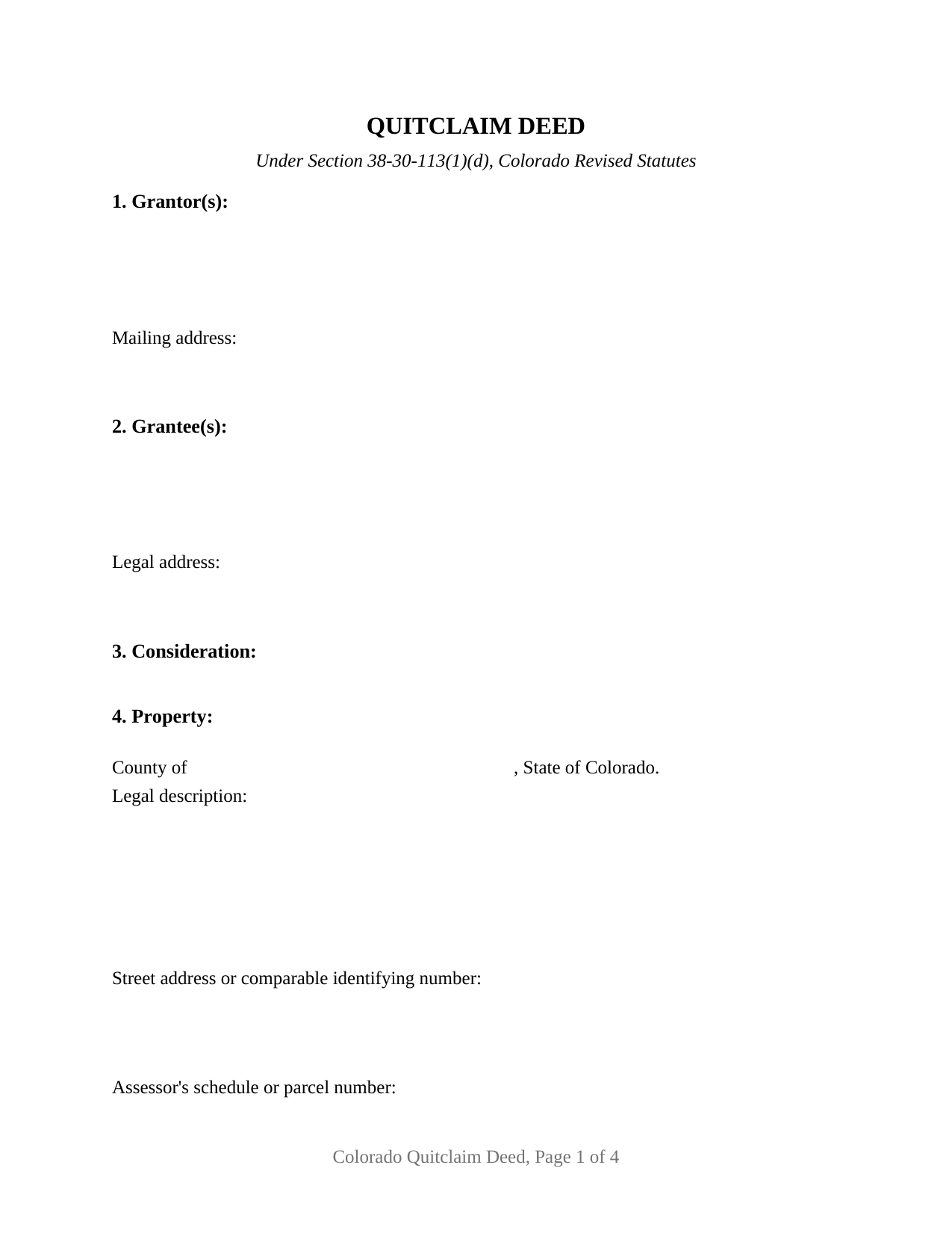 Mesa County Quitclaim Deed Form