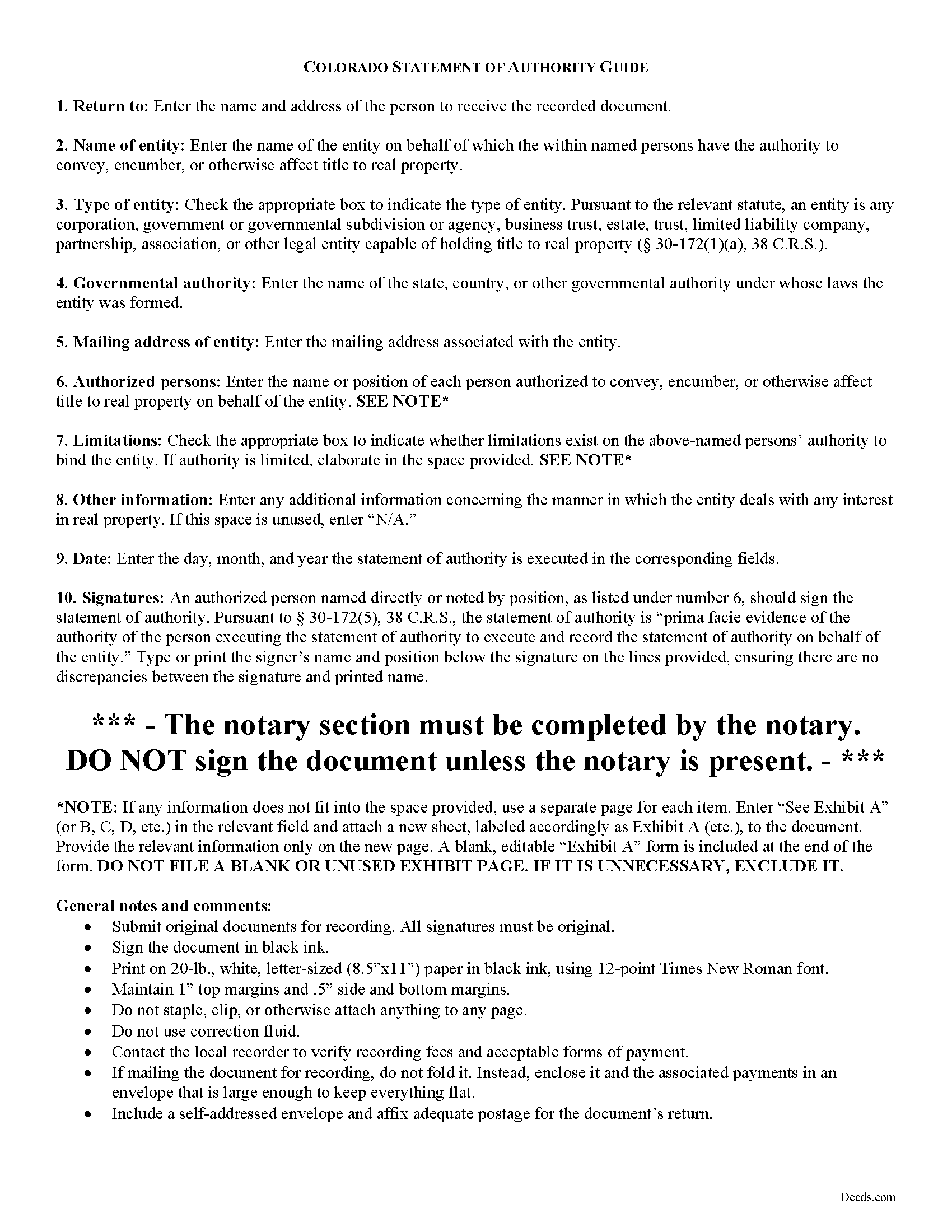 Larimer County Statement of Authority Guide