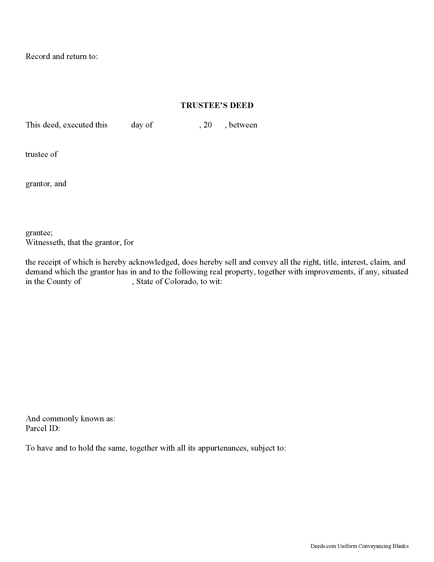 Trustee Deed Form