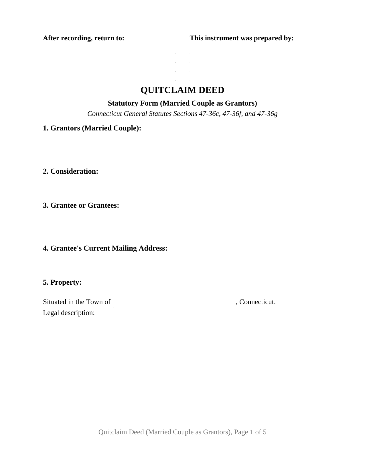 Connecticut Quitclaim Deed (Married Couple as Grantors)