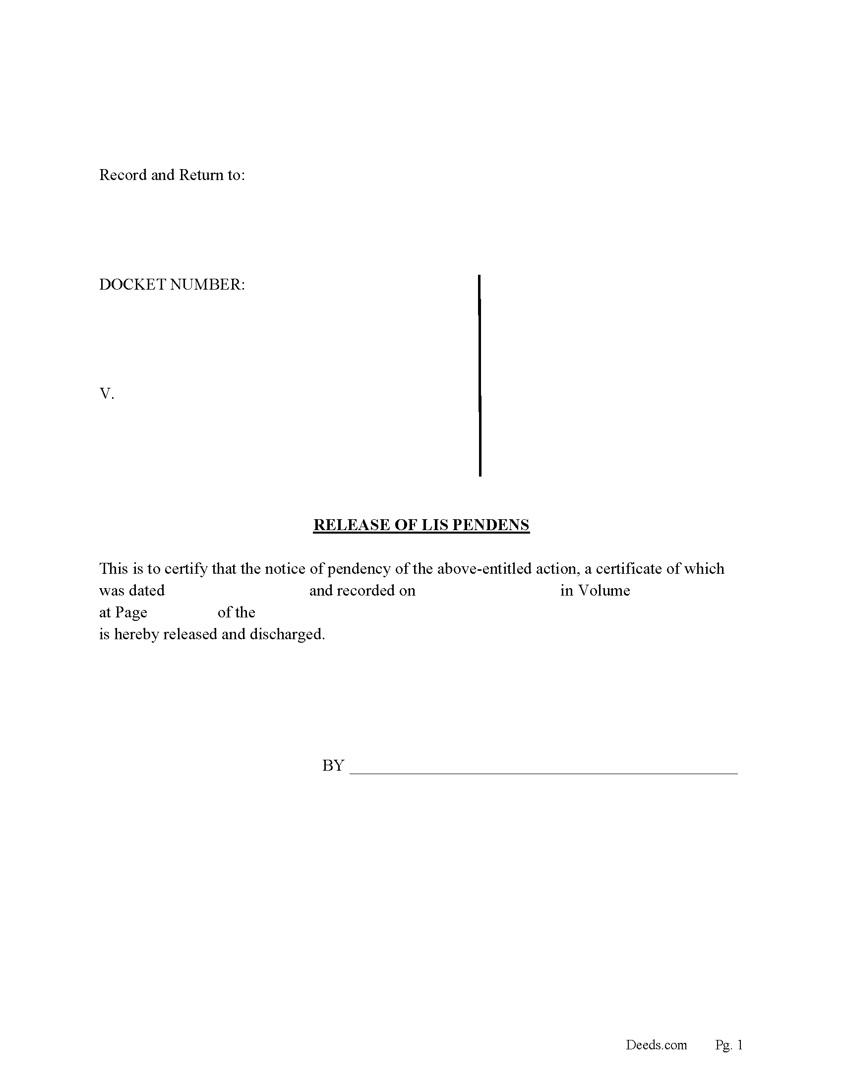 Connecticut Release of Lis Pendens Image