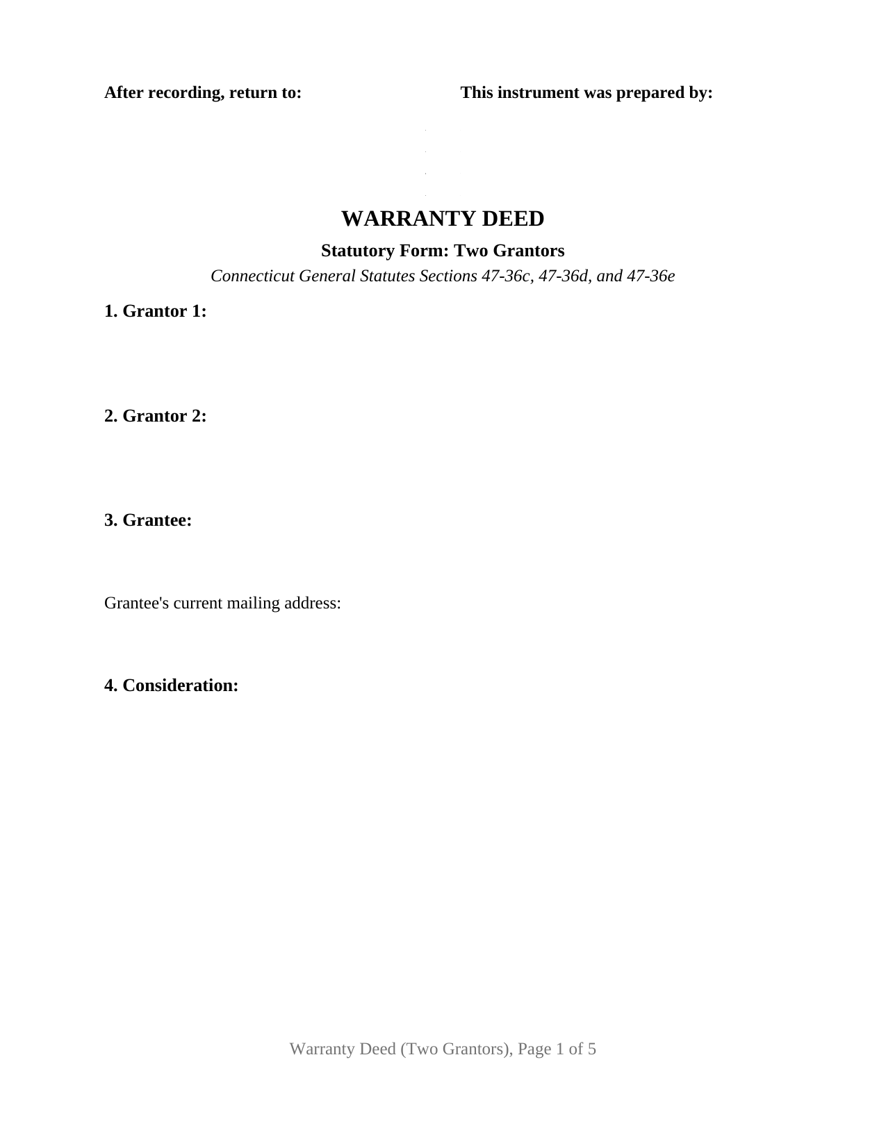 Connecticut Warranty Deed (Two Grantors)