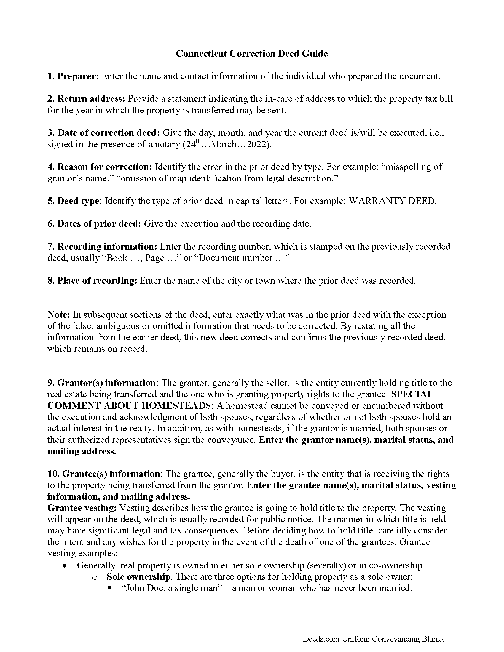 Fairfield County Correction Deed Guide