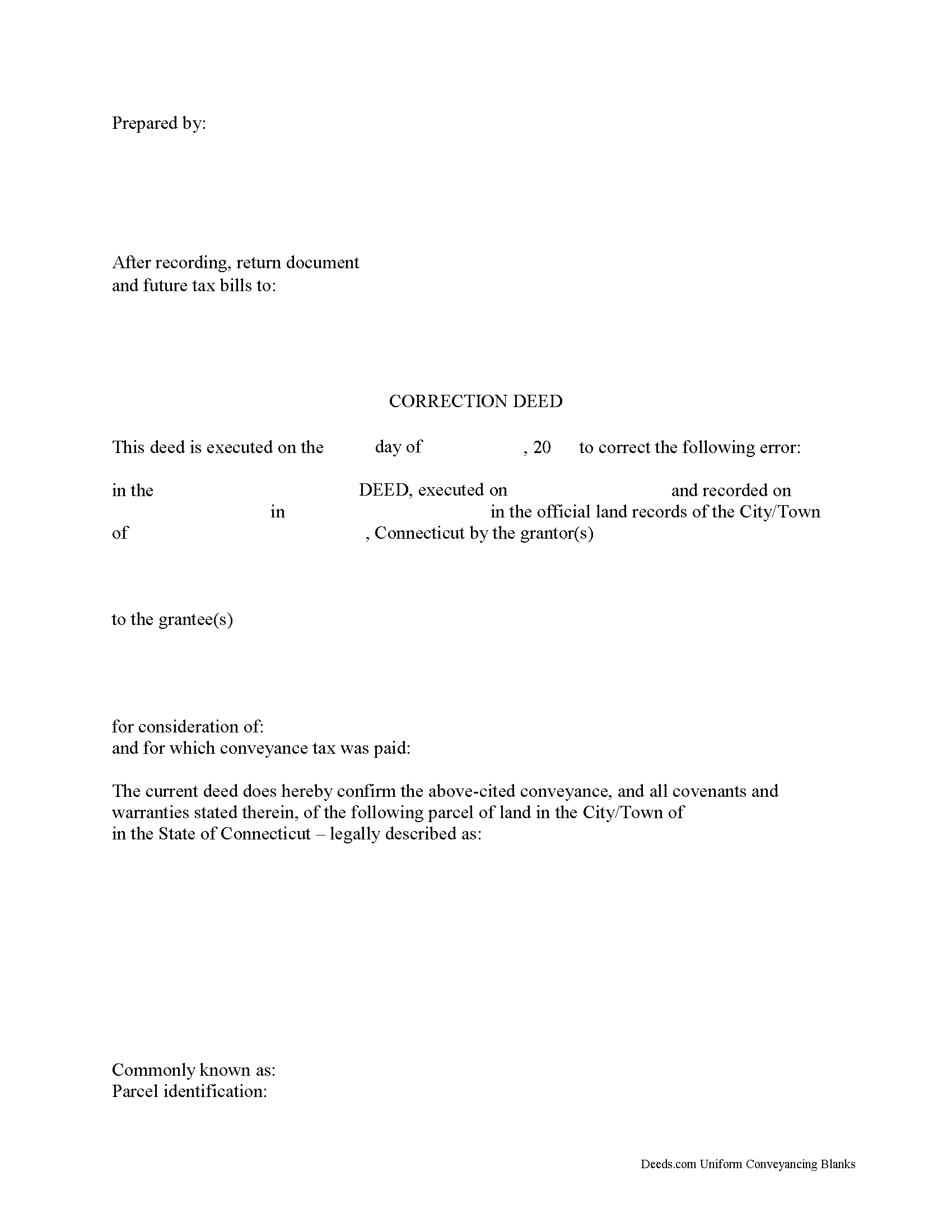 Fairfield County Correction Deed Form