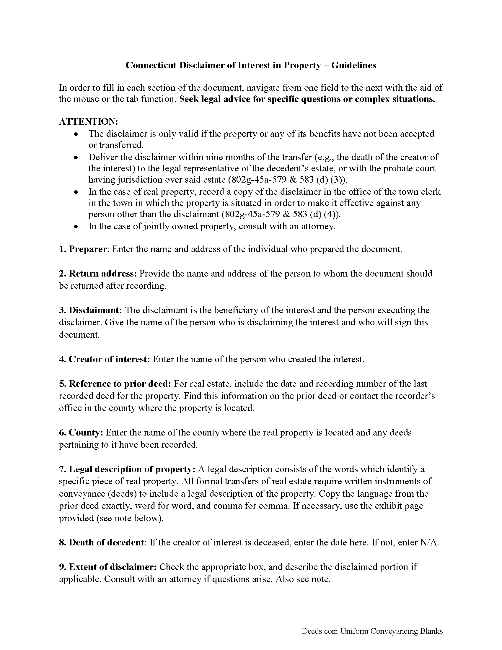 New London County Disclaimer of Interest Guide