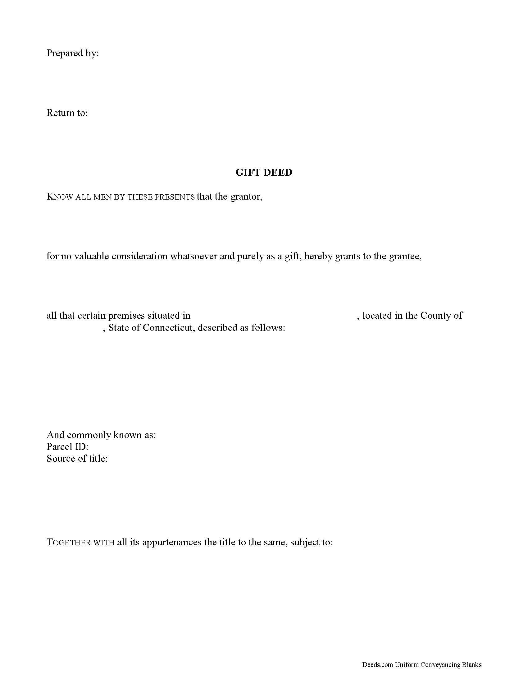 Fairfield County Gift Deed Form