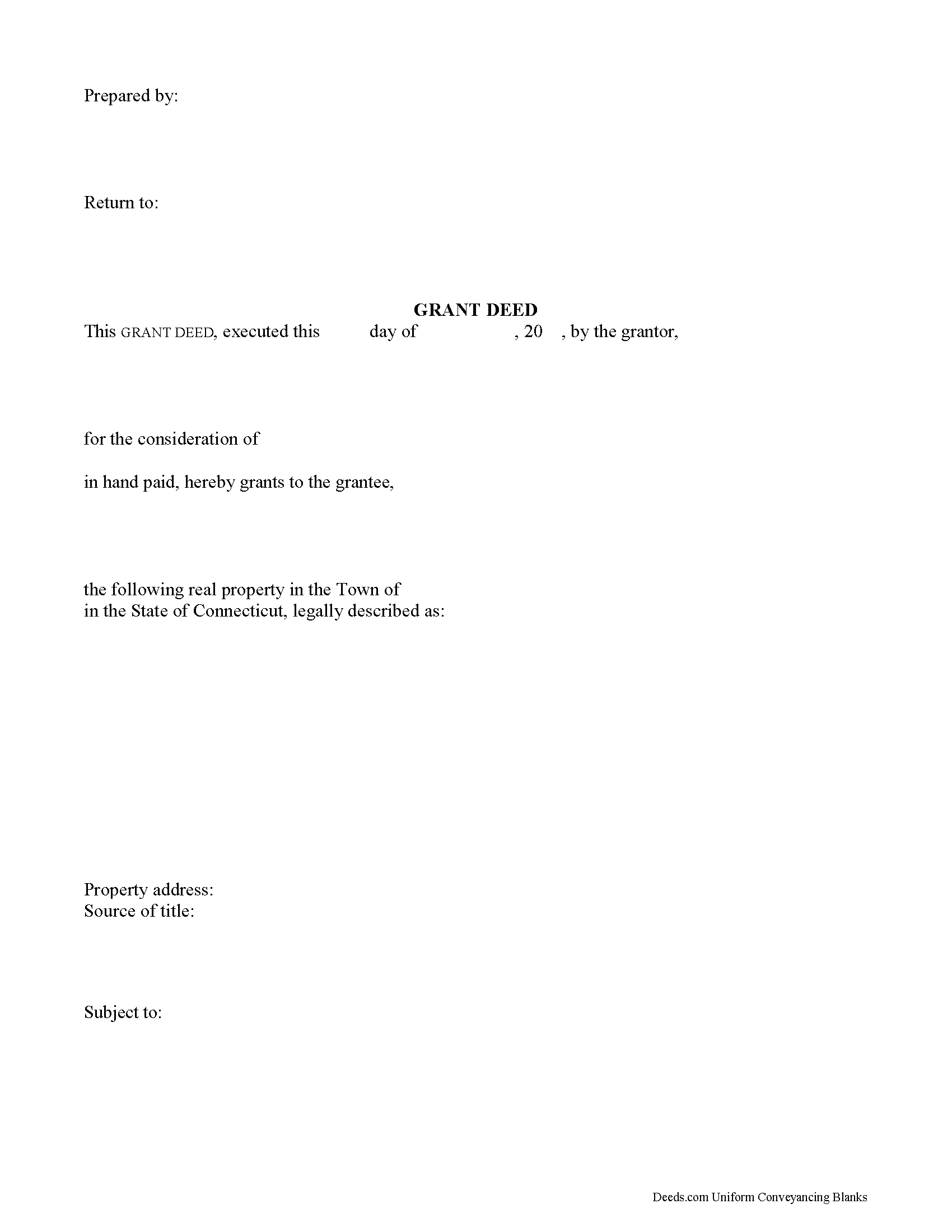 Fairfield County Grant Deed Form