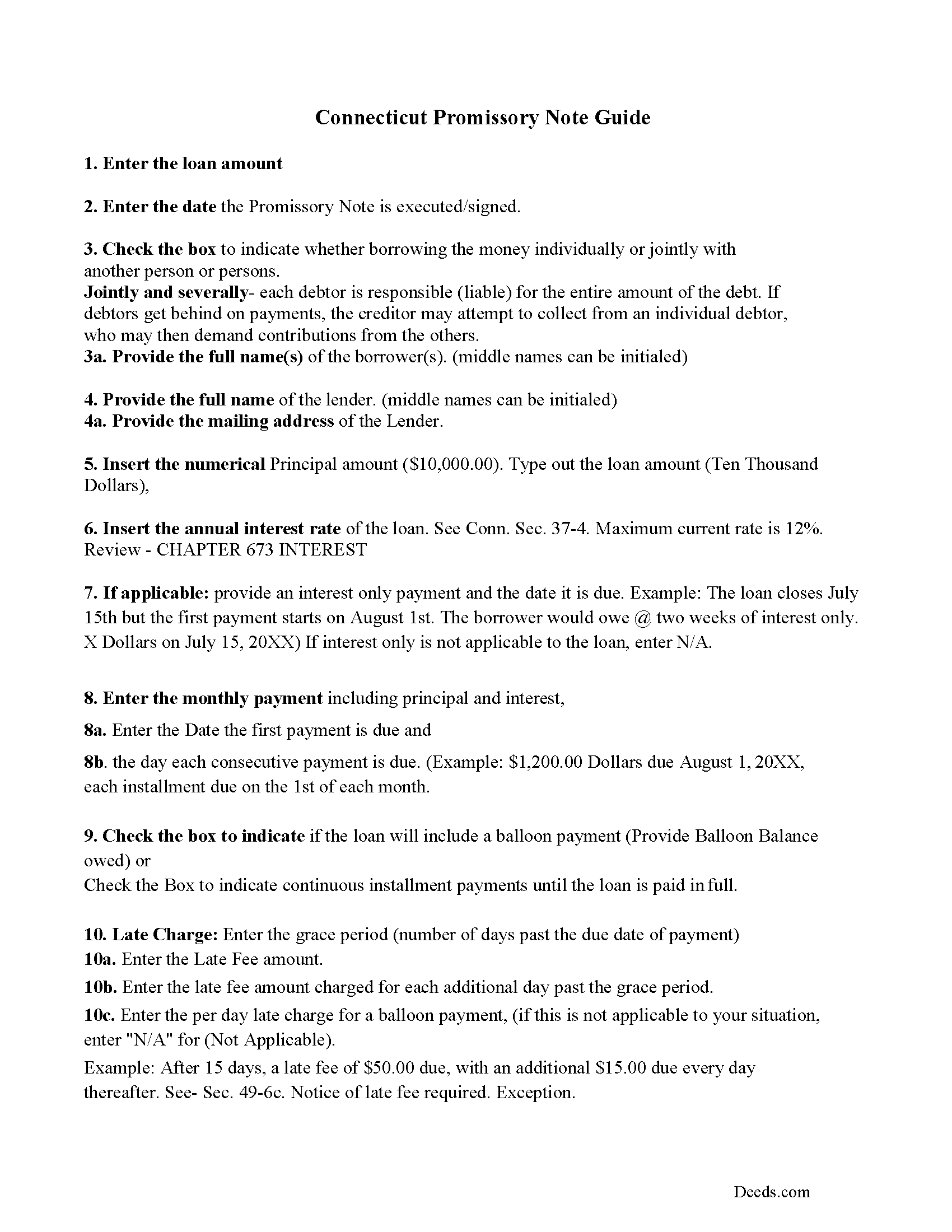 Promissory Note Guidelines