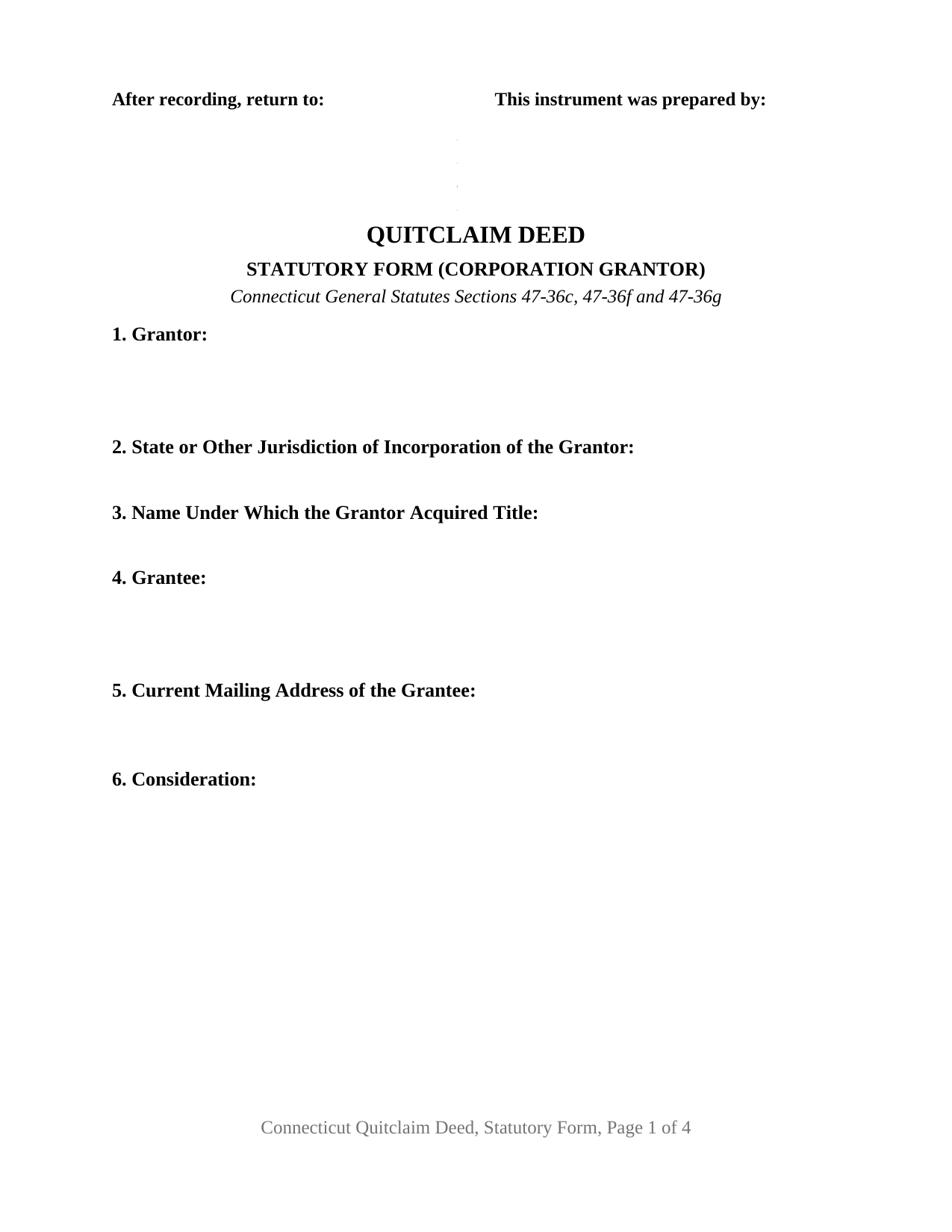 Middlesex County Quitclaim Deed (Corporation Grantor) Form