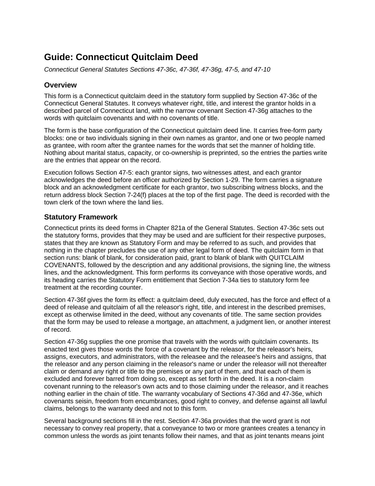 New London County Quitclaim Deed Guide
