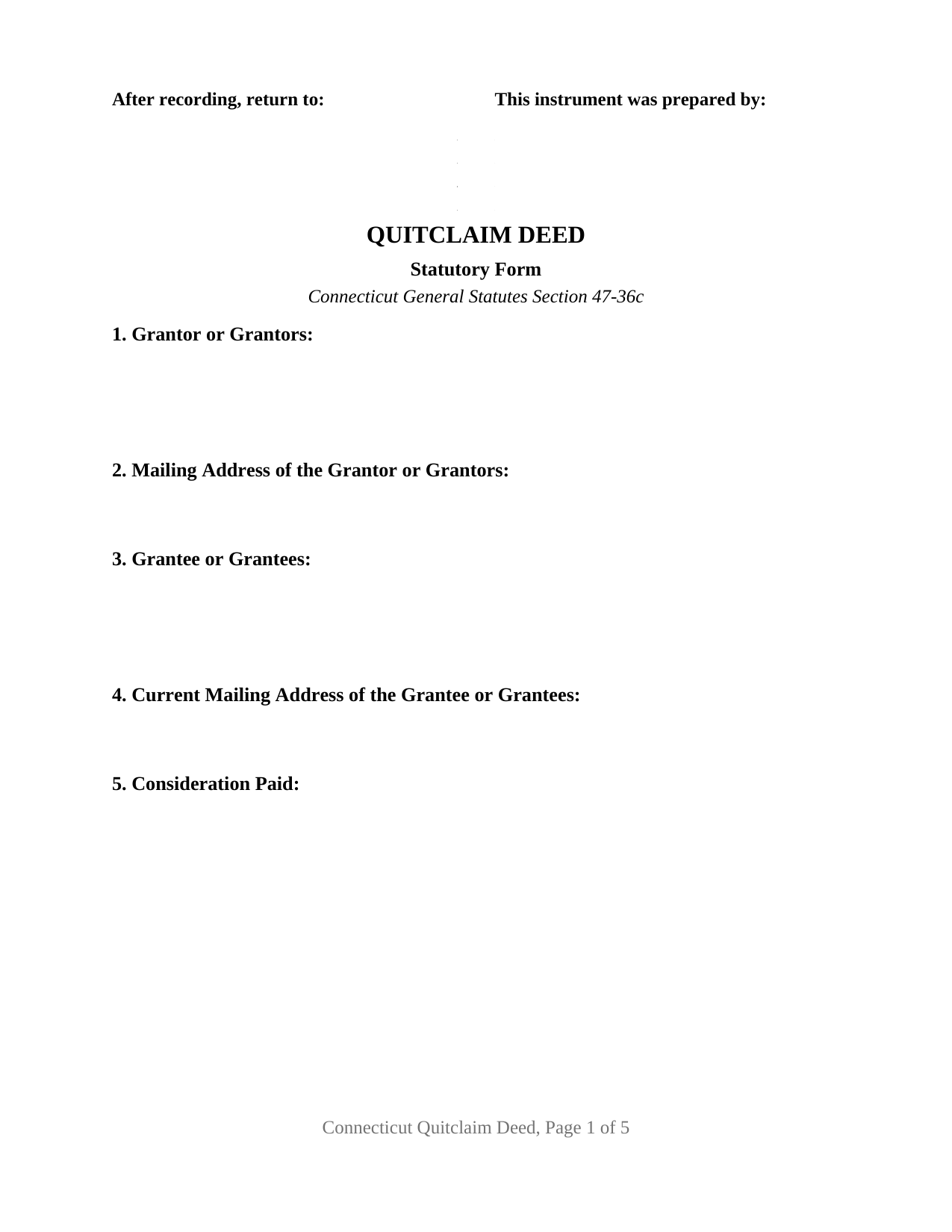 New London County Quitclaim Deed Form