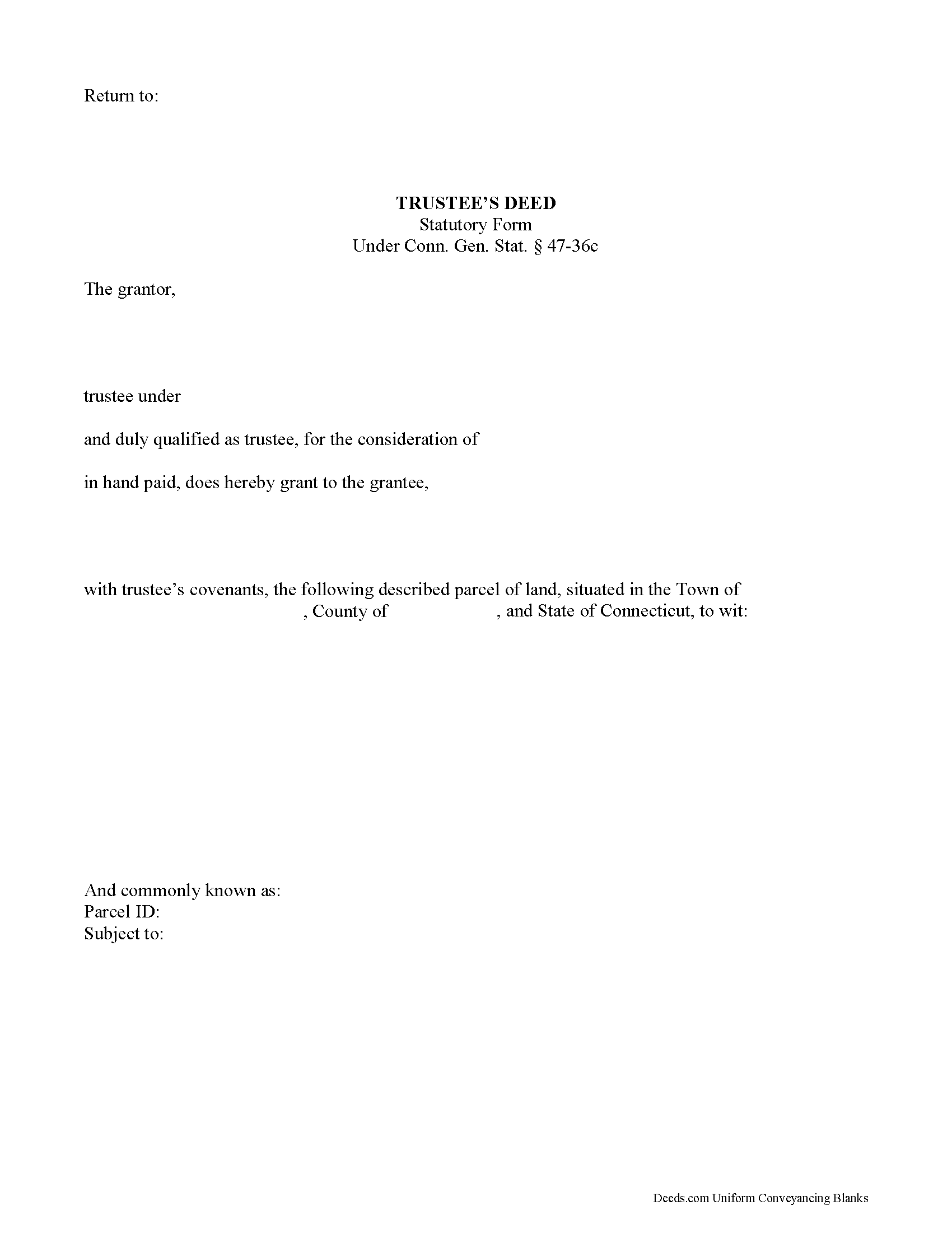 New London County Trustee Deed Form