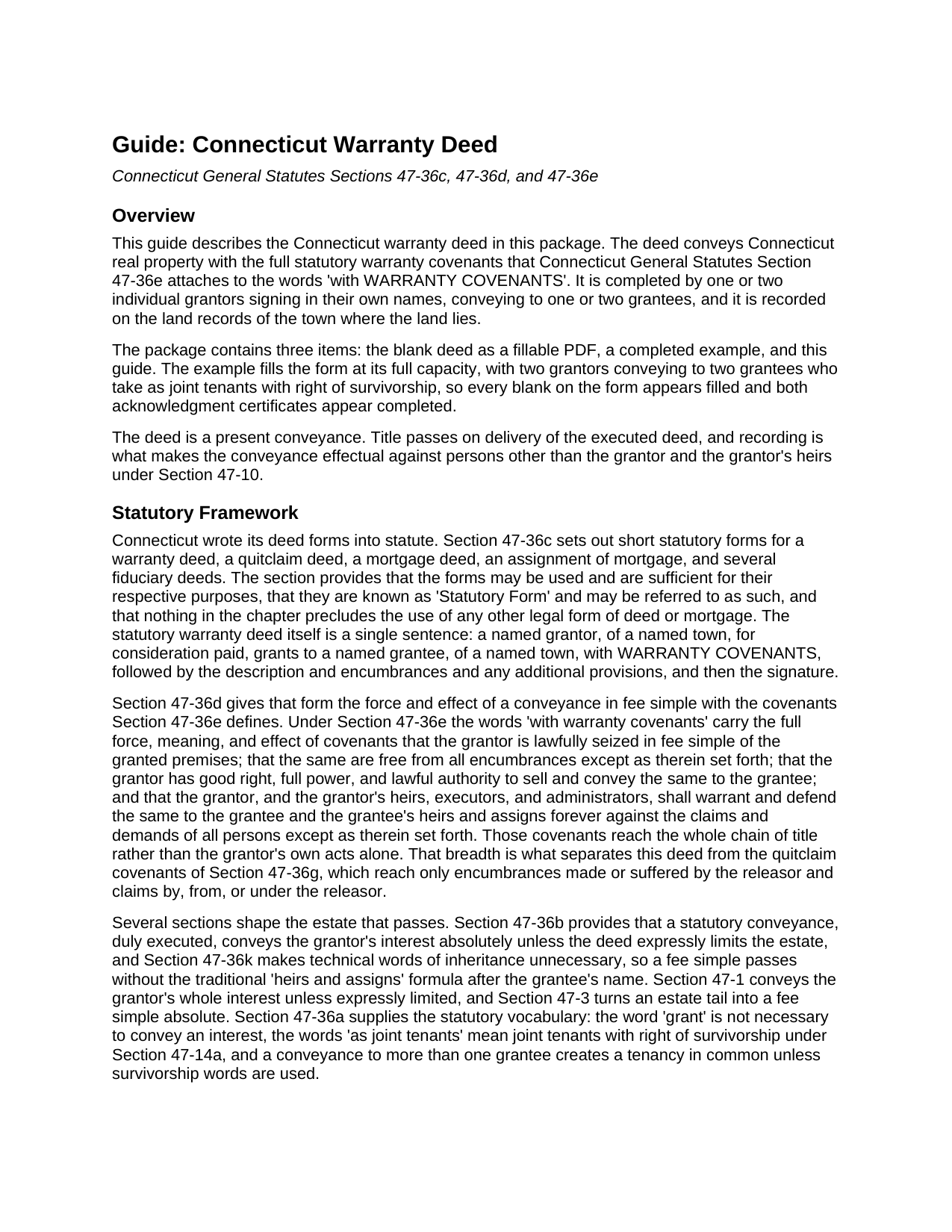 New Haven County Warranty Deed Guide