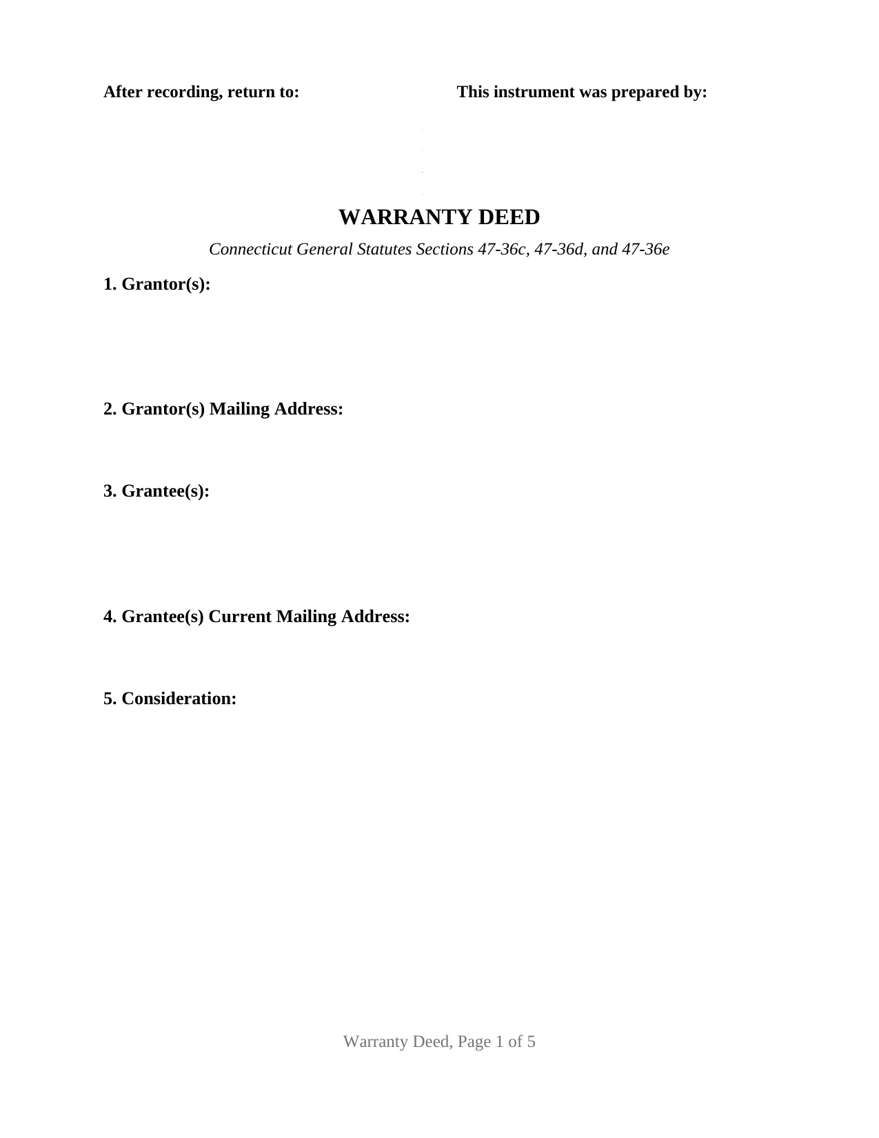 New Haven County Warranty Deed Form