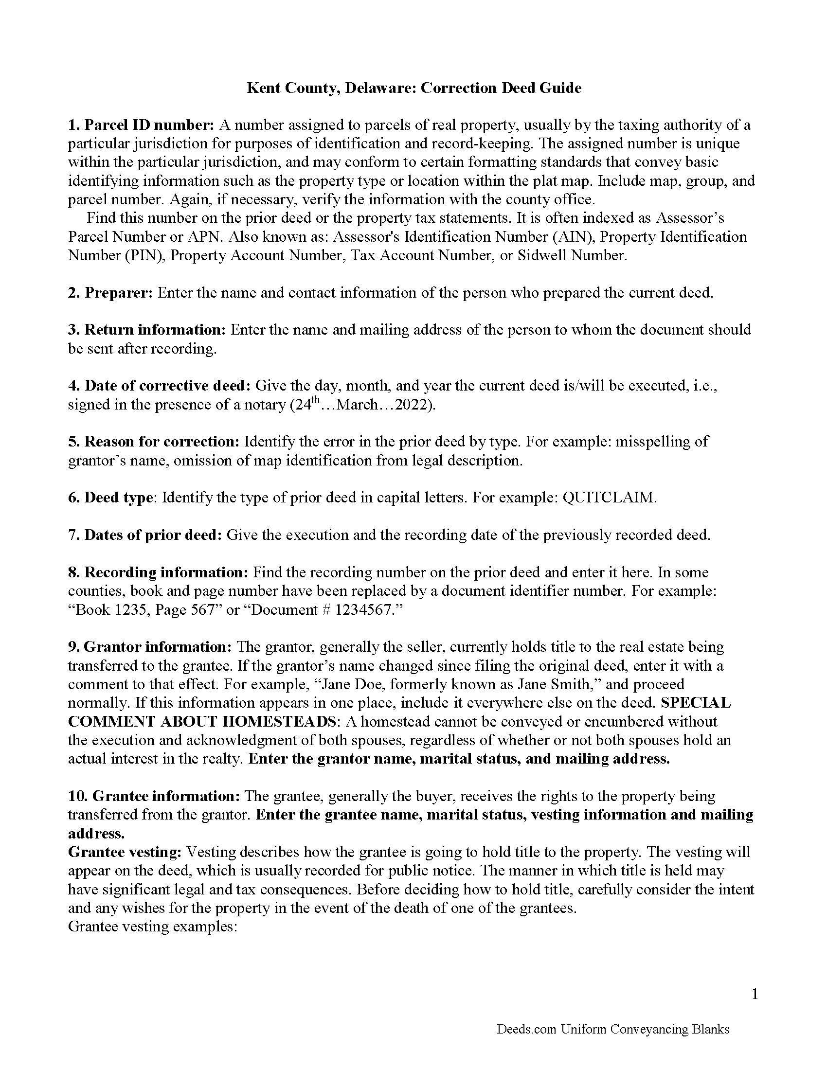Kent County Correction Deed Guide