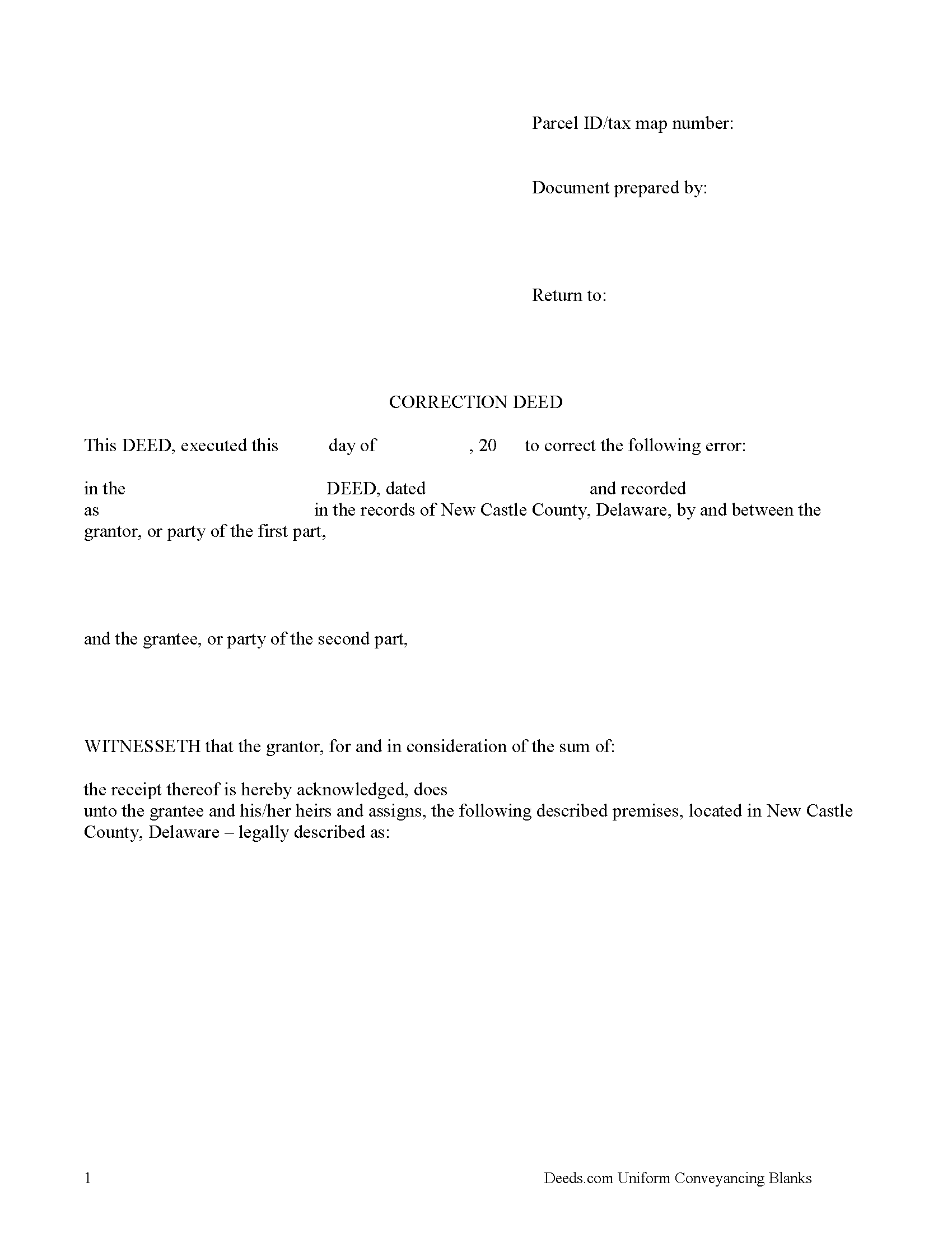 New Castle County Correction Deed Form