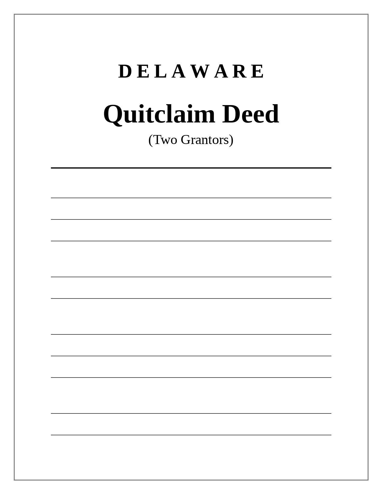 Delaware Quitclaim Deed (Two Grantors)
