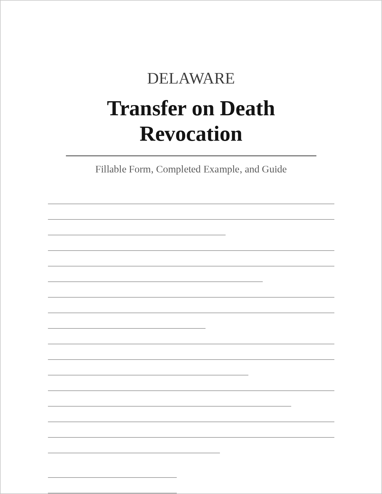 Delaware Transfer on Death Revocation