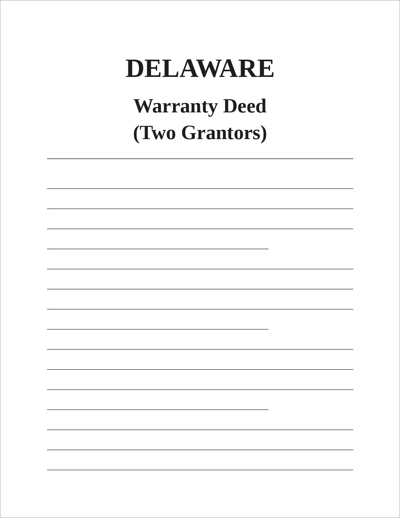 Delaware Warranty Deed (Two Grantors)