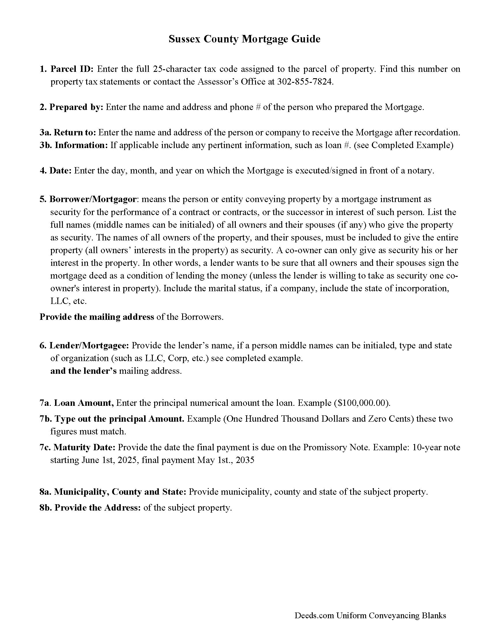 Sussex County Mortgage Guidelines