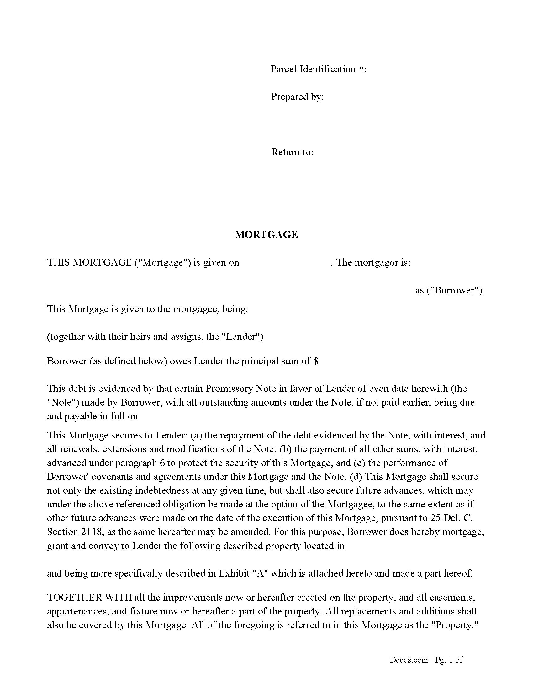 Kent County Mortgage Secured and Promissory Note Form