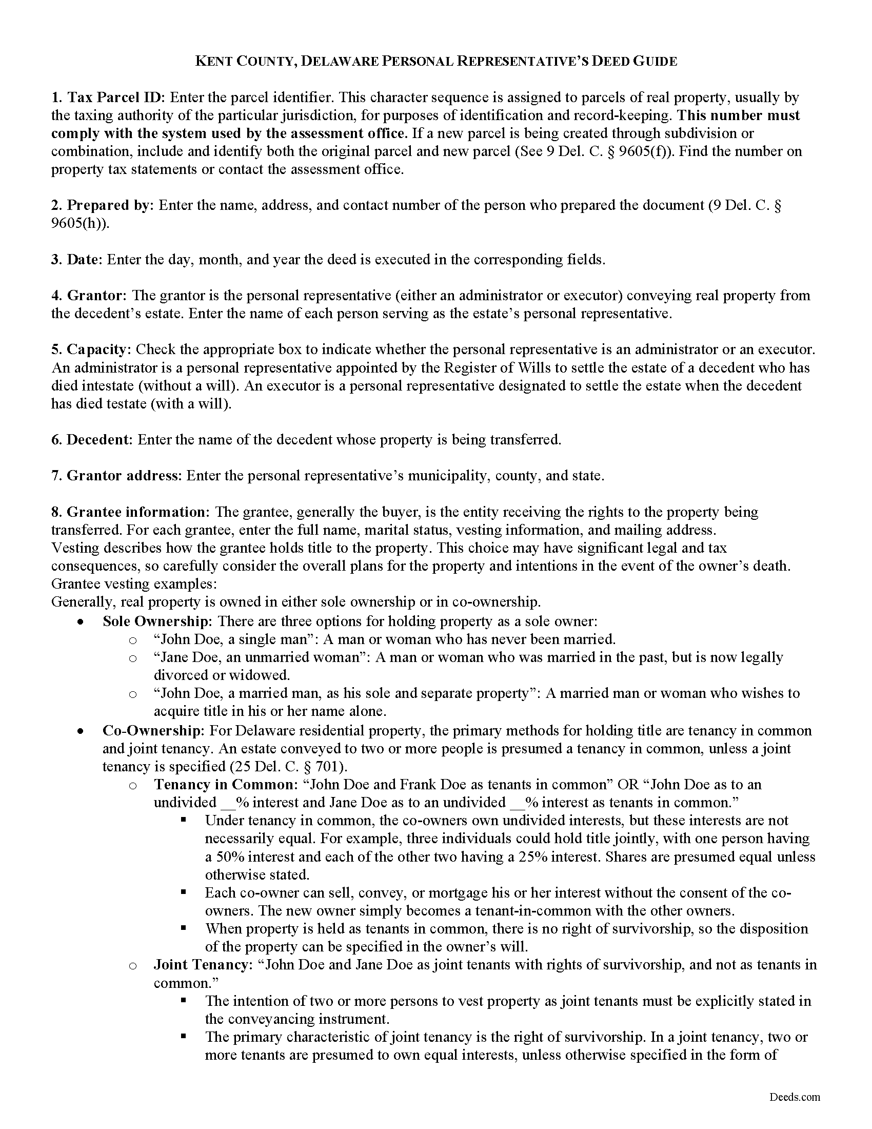 Kent County Personal Representative Deed Guide