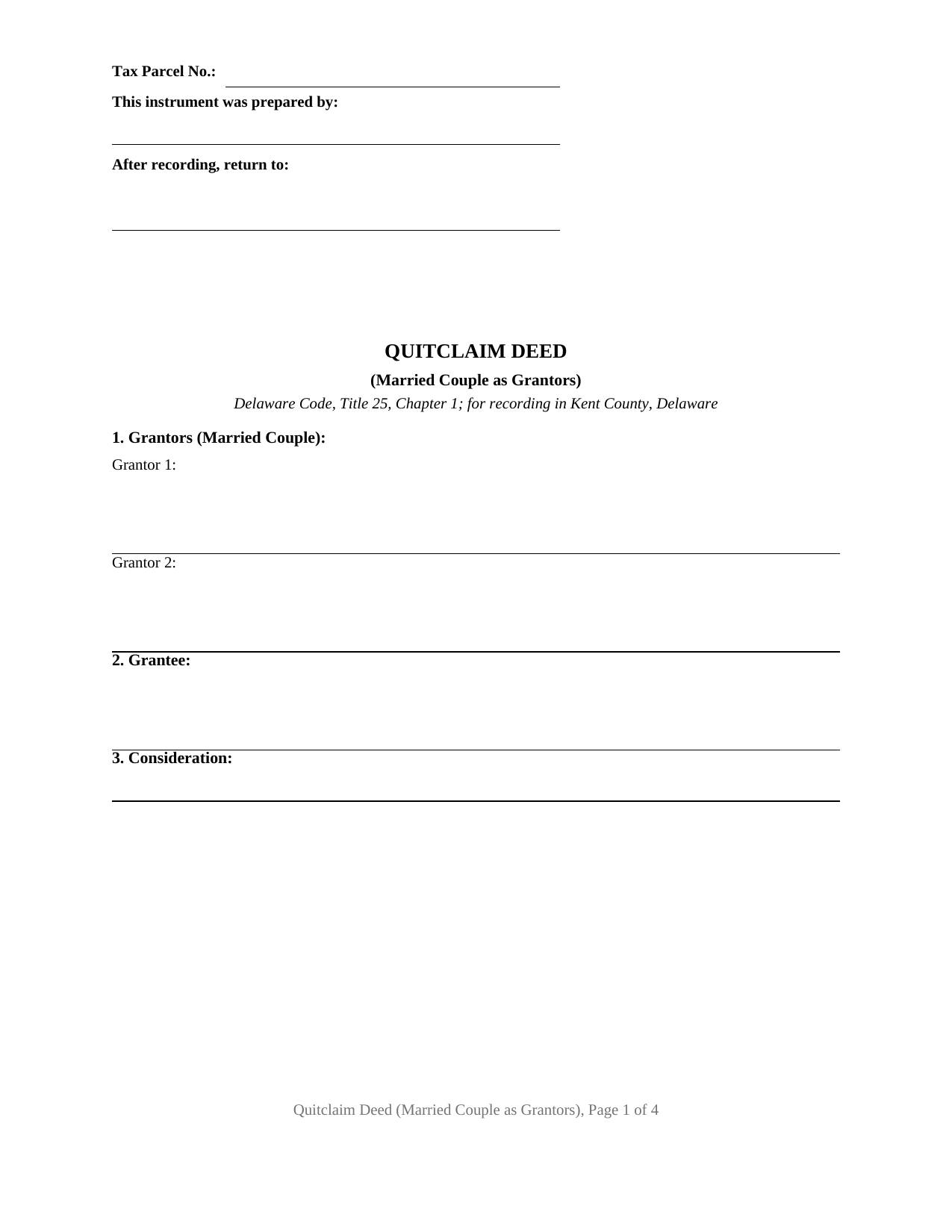 Kent County Kent County Quitclaim Deed (Married Couple as Grantors) Form