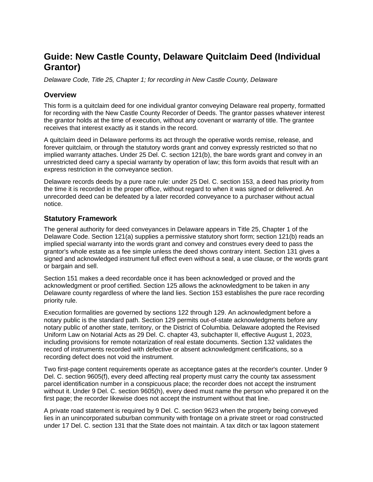 New Castle County New Castle County Quitclaim Deed Guide