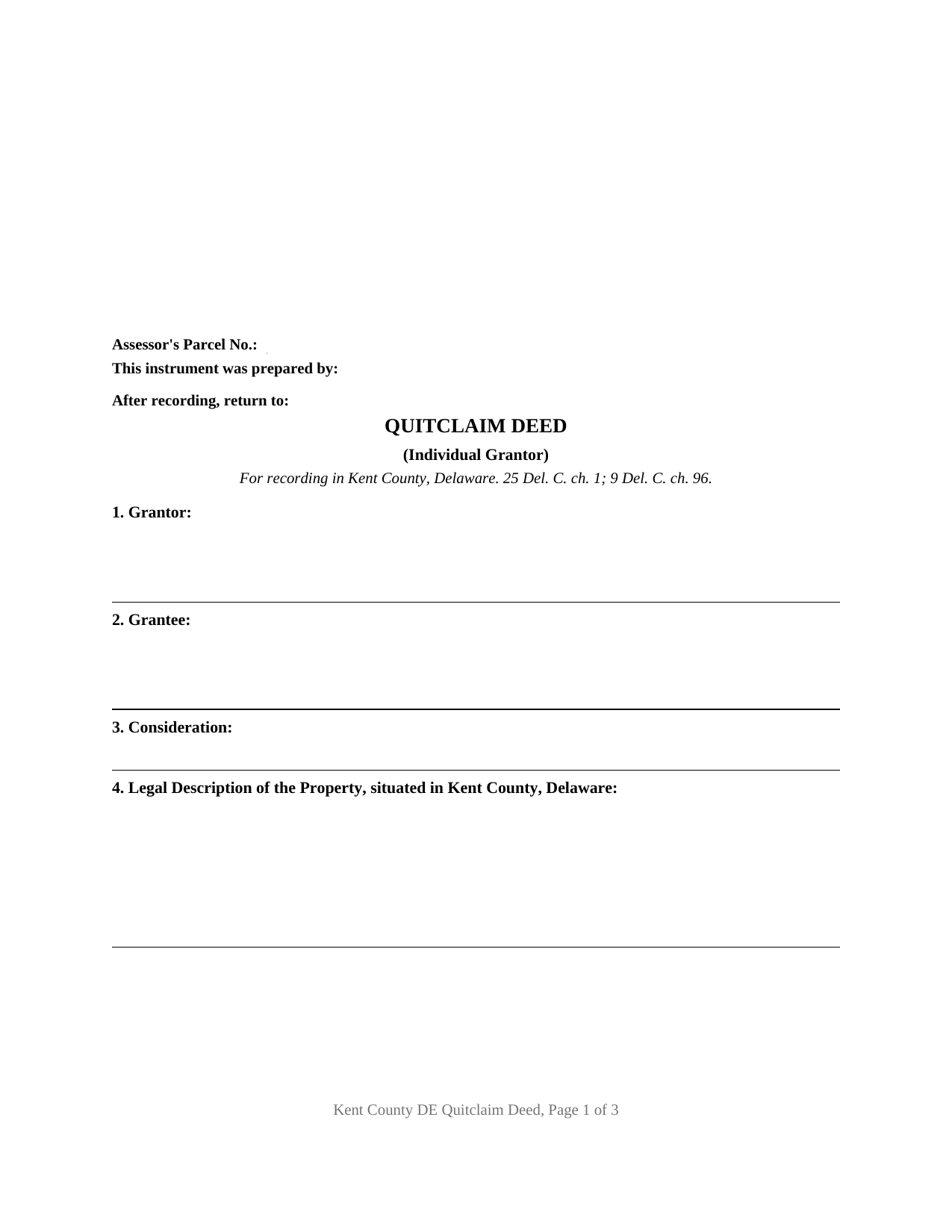 Kent County Kent County Quitclaim Deed Form