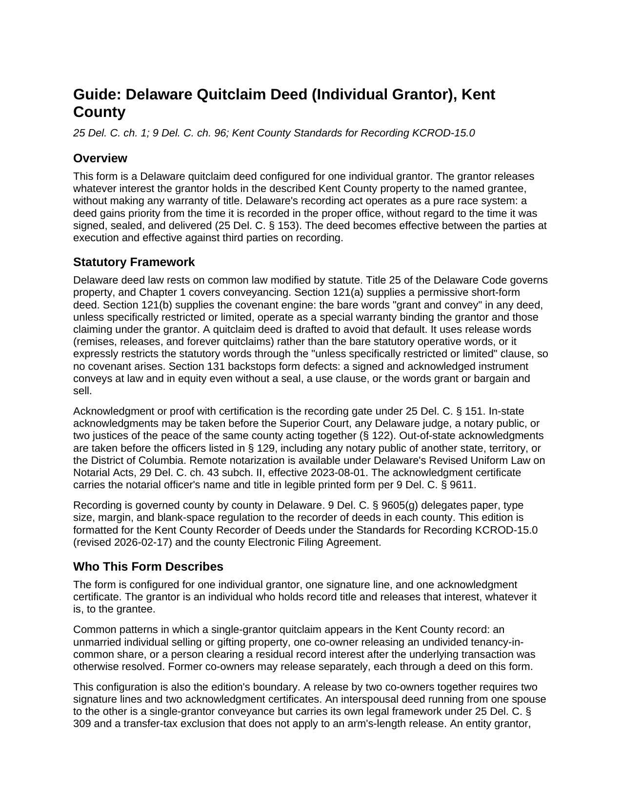Kent County Kent County Quitclaim Deed Guide