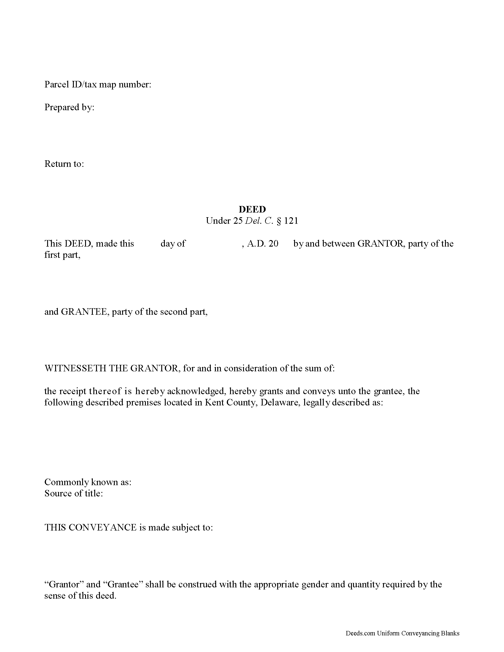 Kent County Special Warranty Deed Form
