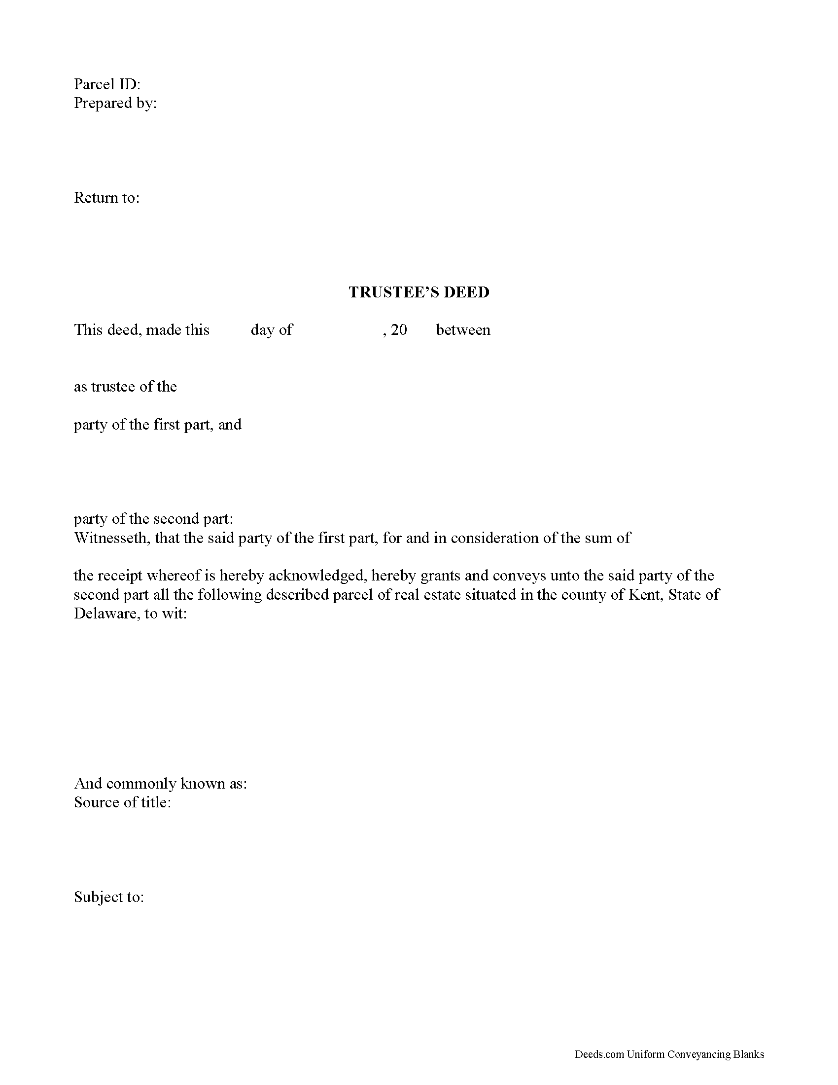 Kent County Trustee Deed Form
