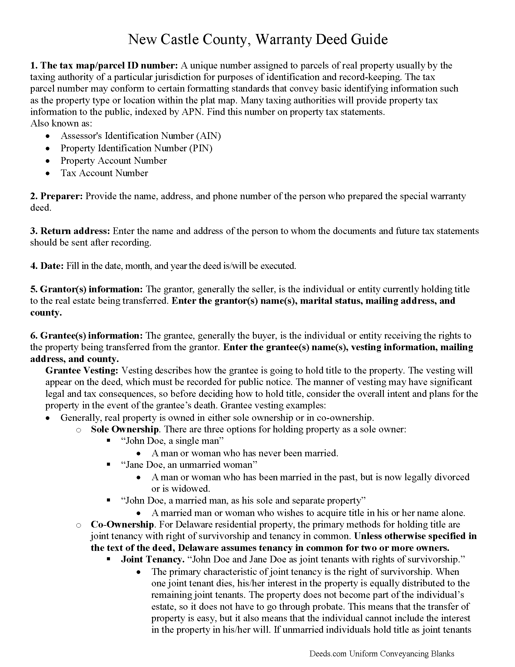 New Castle County Warranty Deed Guide
