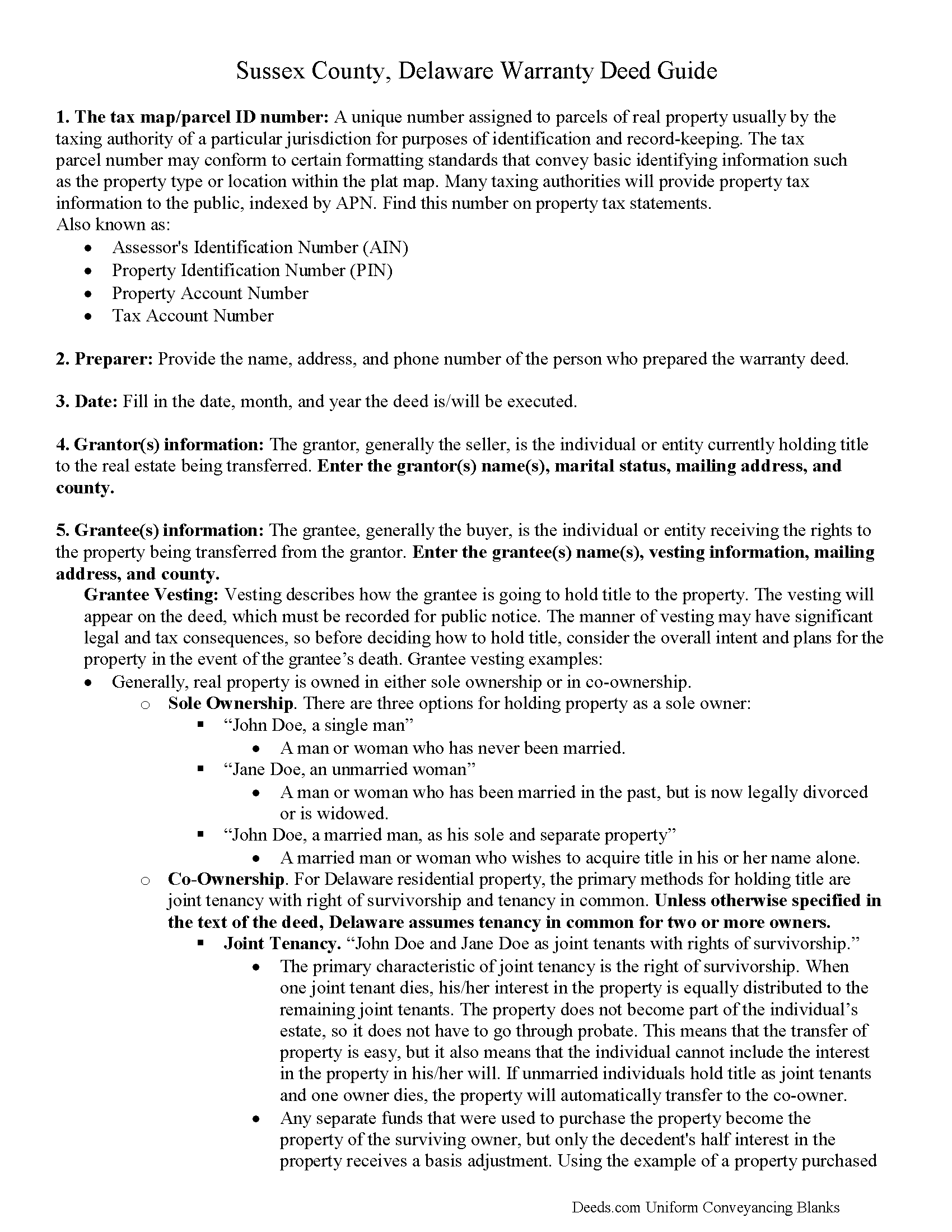 Sussex County Warranty Deed Guide