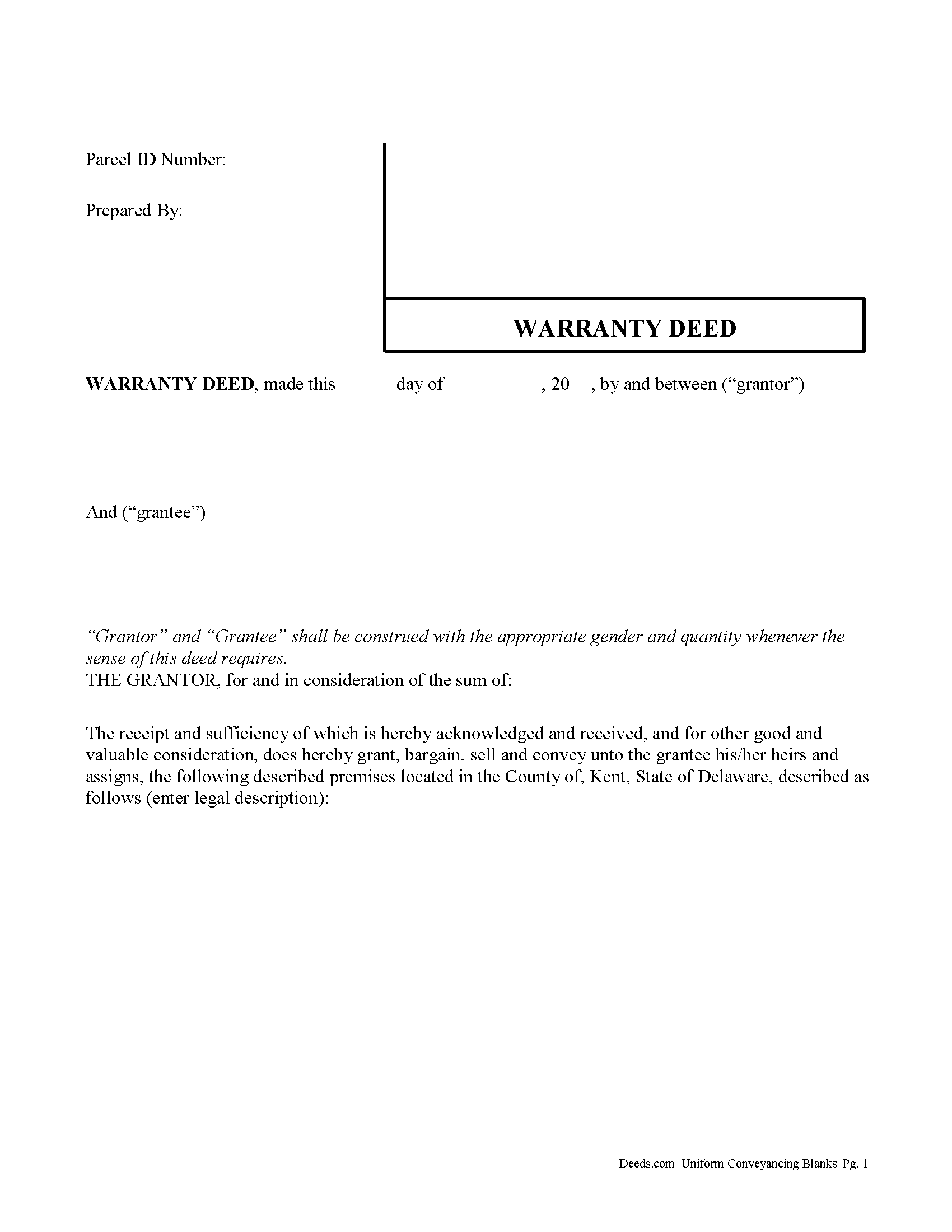Kent County Warranty Deed Form