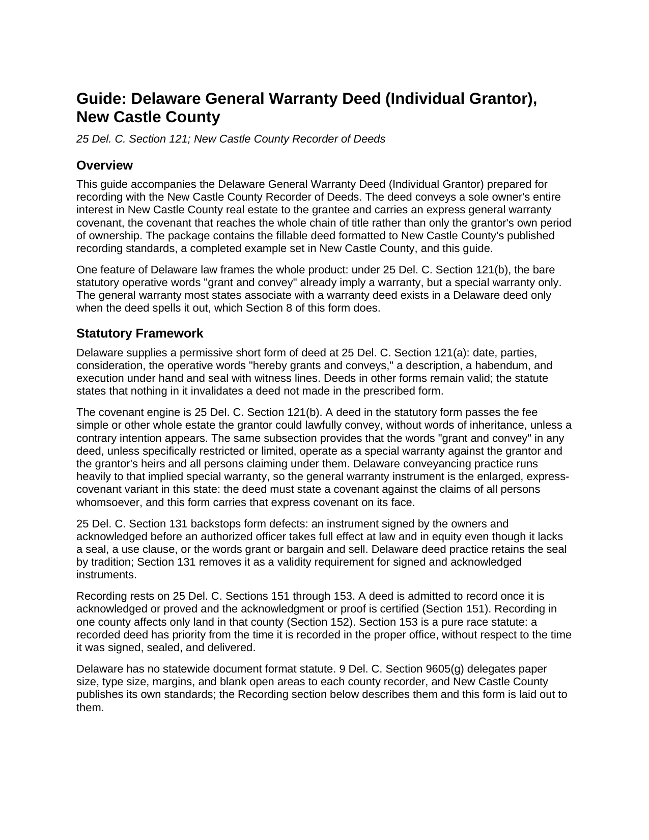 New Castle County New Castle County Warranty Deed Guide