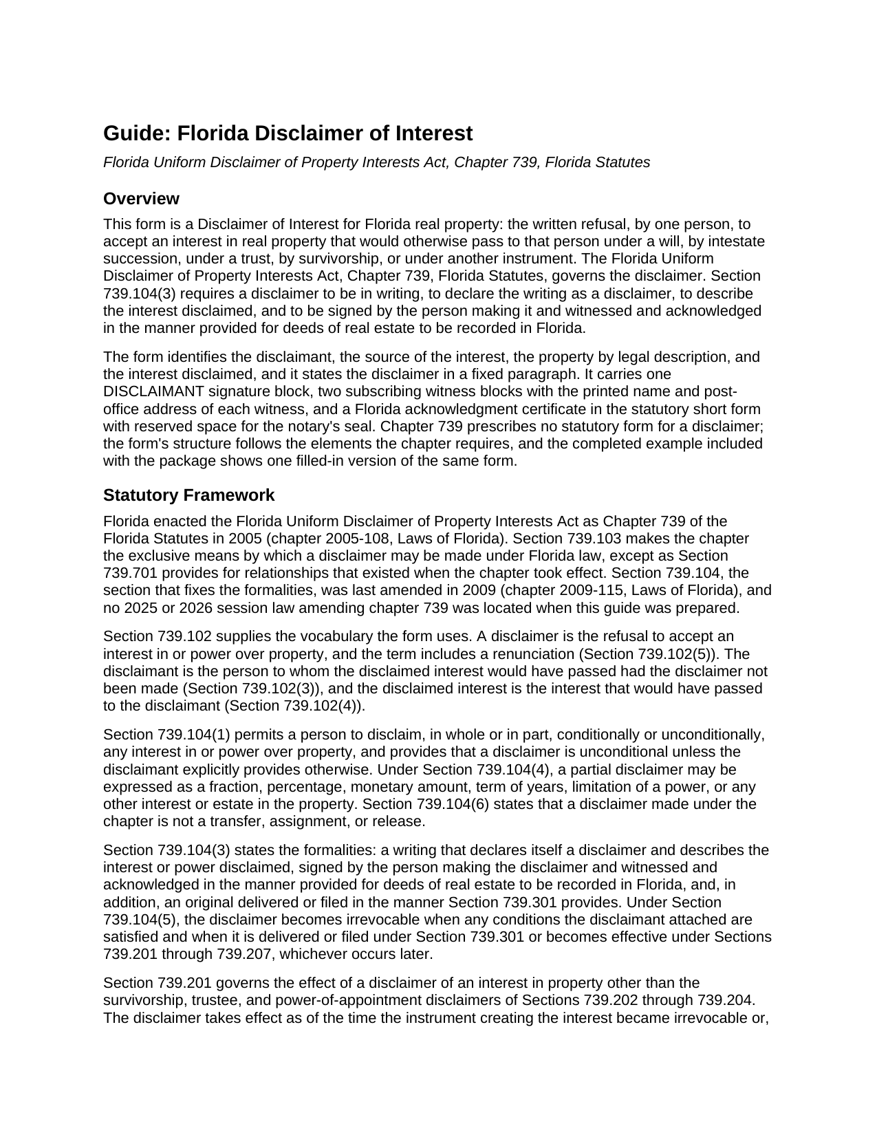 Manatee County Disclaimer of Interest Guide