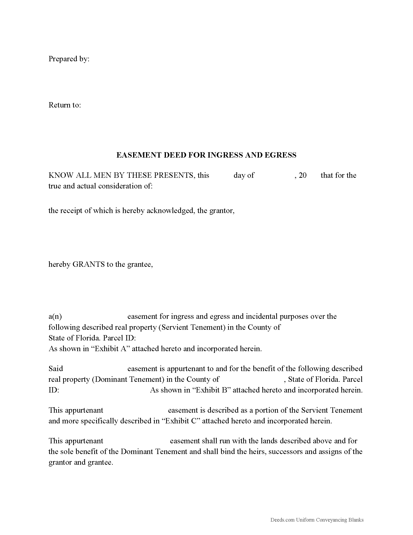 Glades County Easement Deed Form