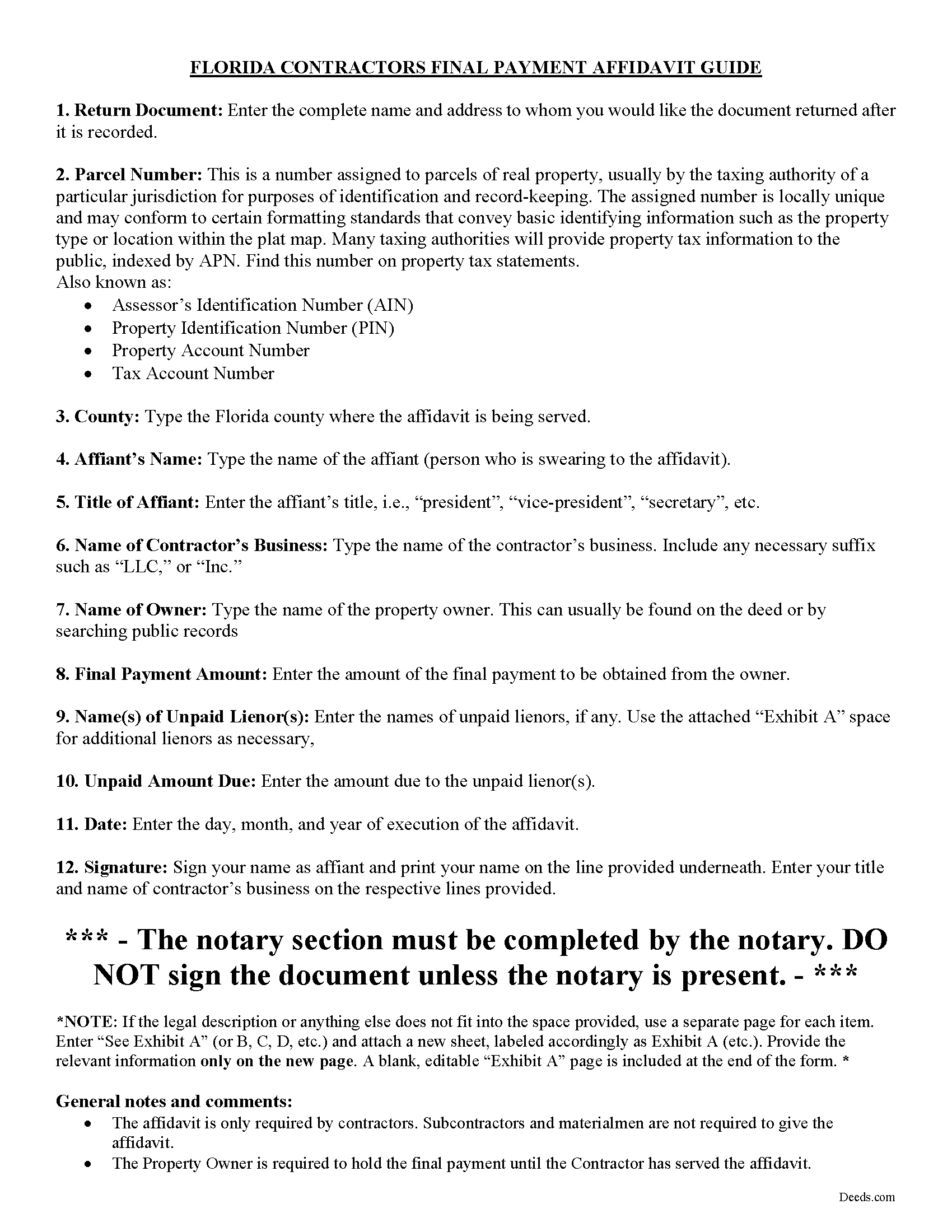 Holmes County Final Payment Affidavit Guide