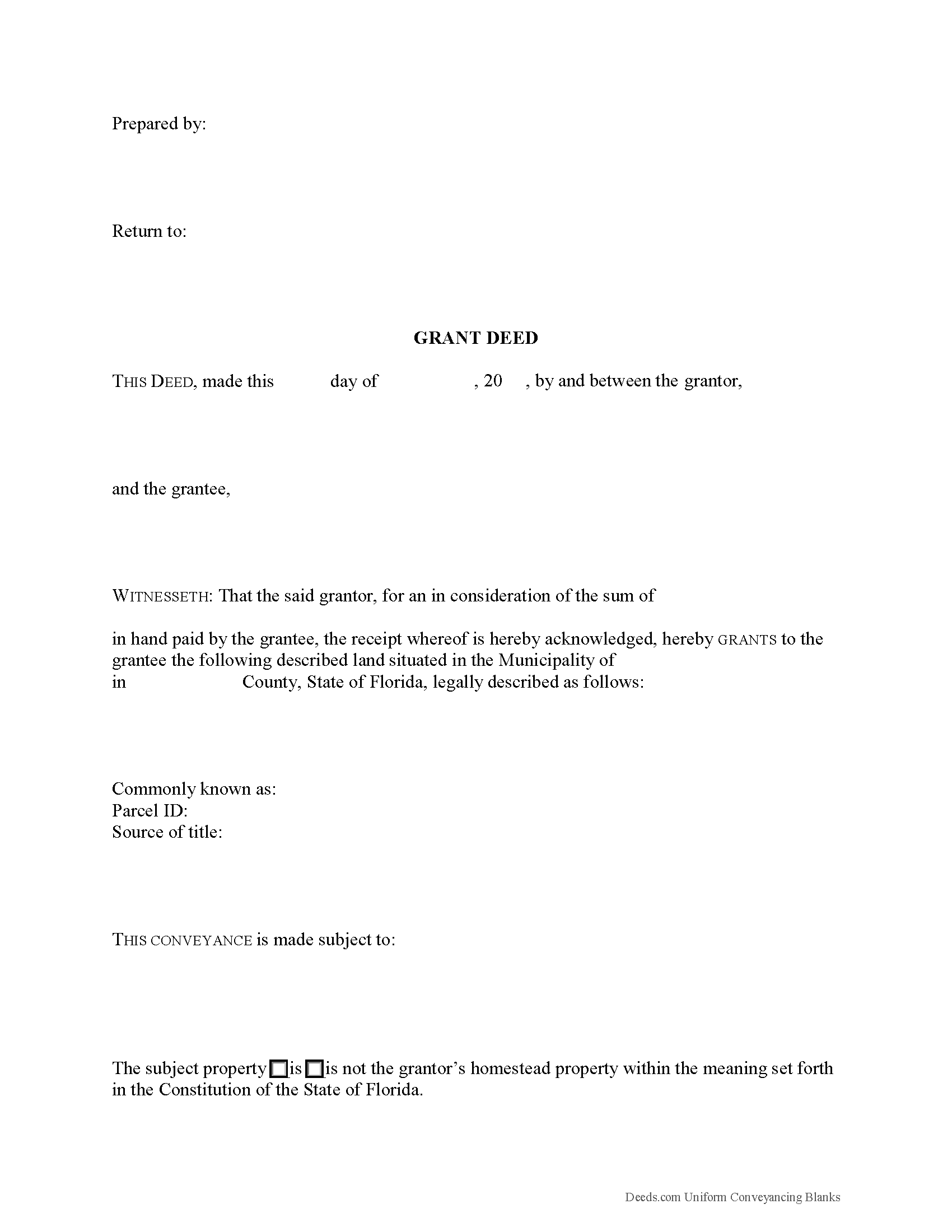 Florida Grant Deed Image