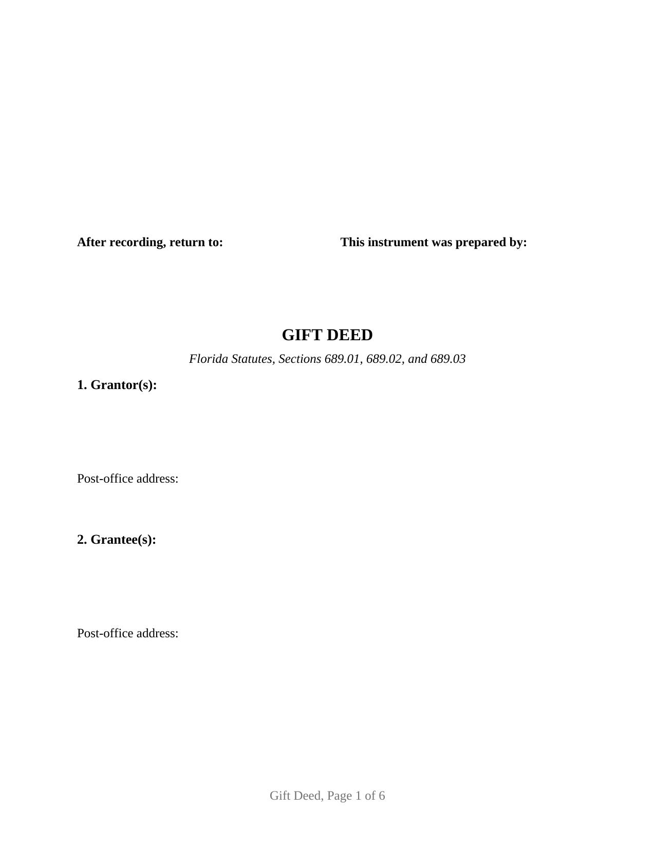 Palm Beach County Gift Deed Form