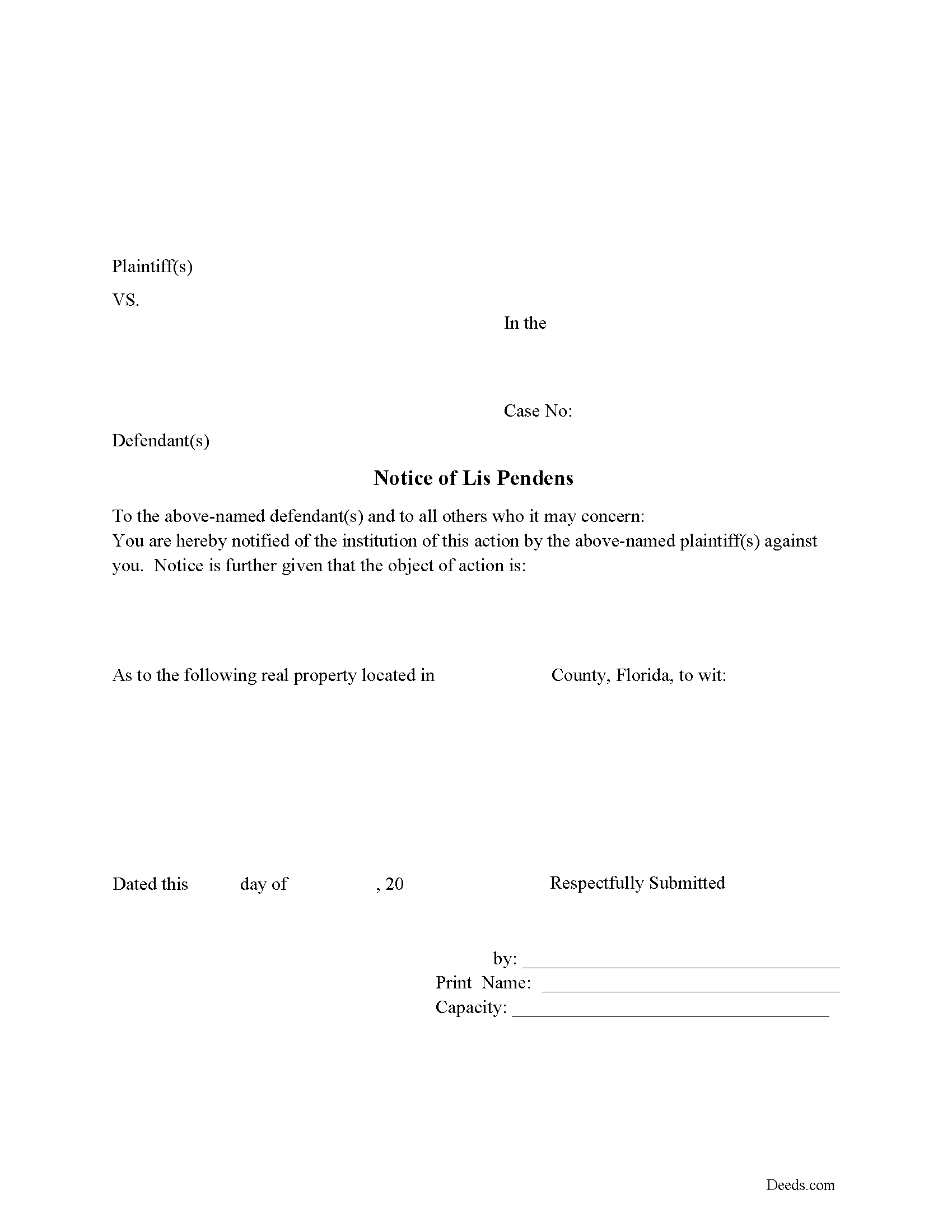 Glades County Lis Pendens Form