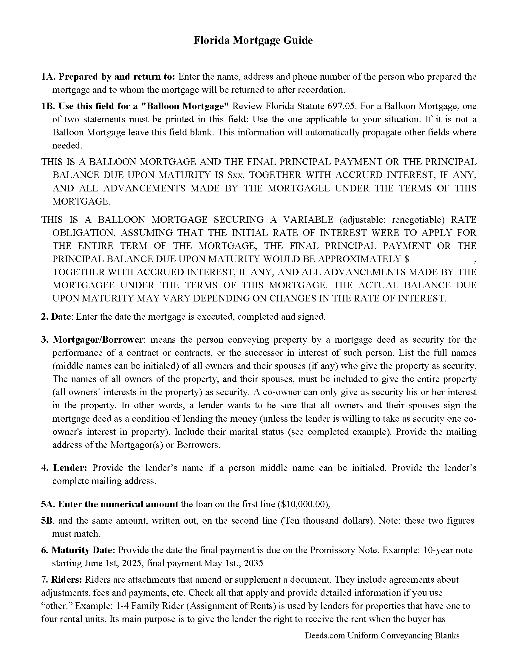 Mortgage Instrument and Promissory Note Guide