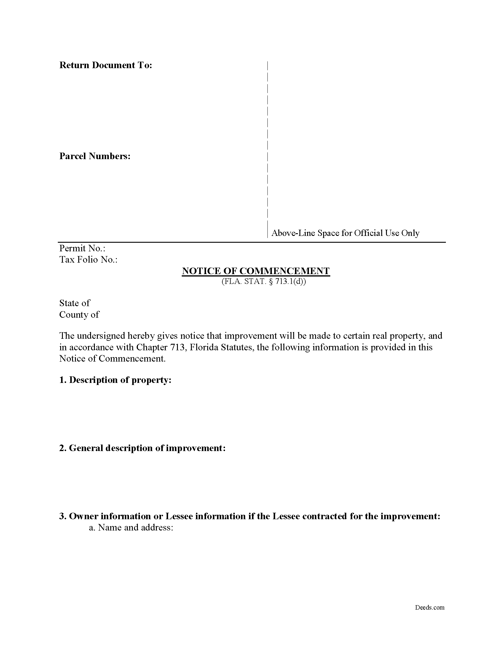 Notice of Commencement Form