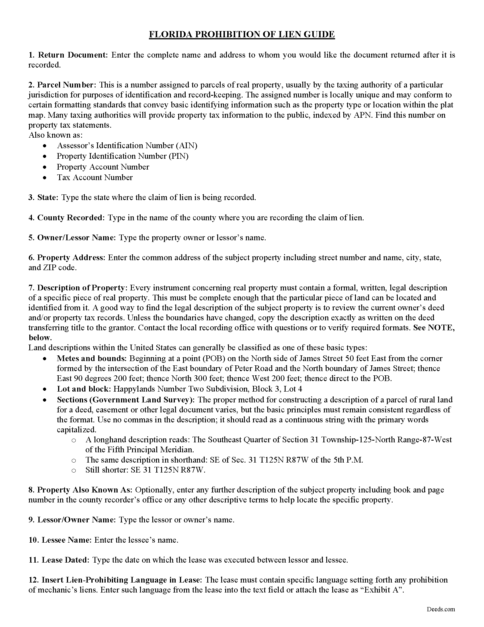 Lake County Notice of Lien Prohibition Guide