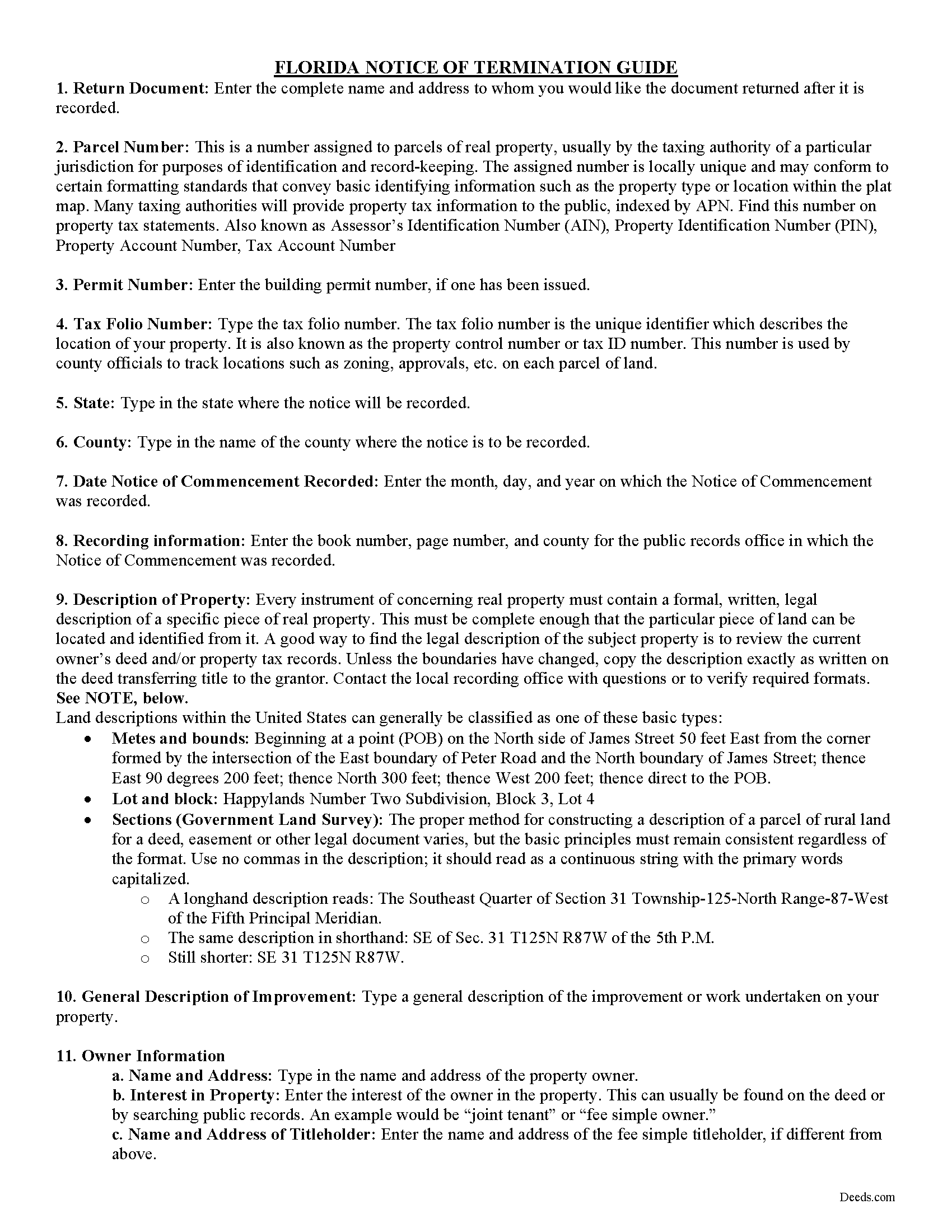 Flagler County Notice of Termination Guide