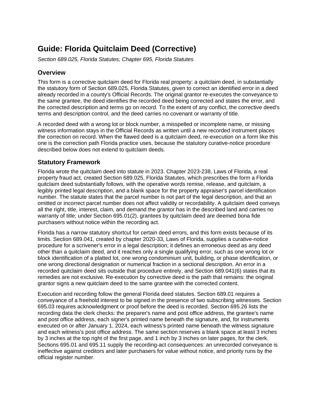 Madison County Quitclaim Deed (Corrective) Guide