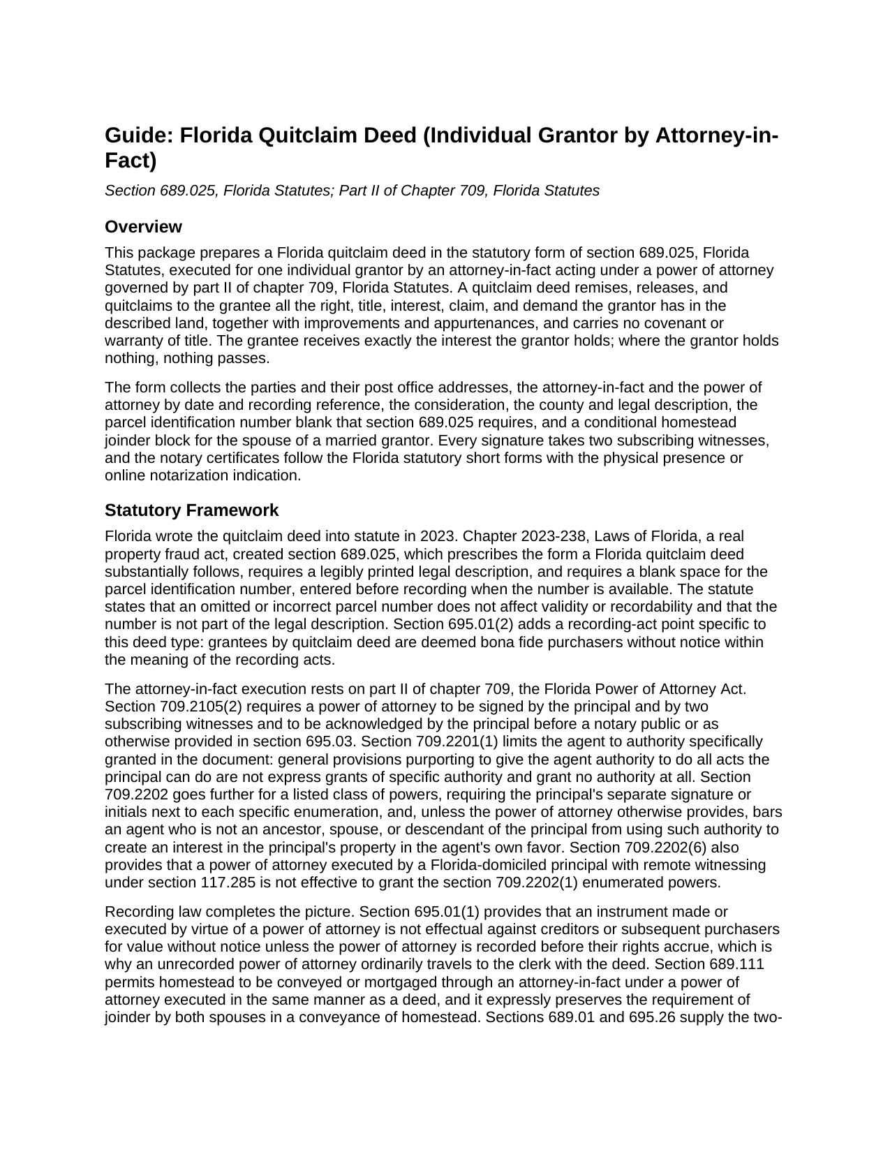 Madison County Quitclaim Deed (Individual Grantor by Attorney-in-Fact) Guide