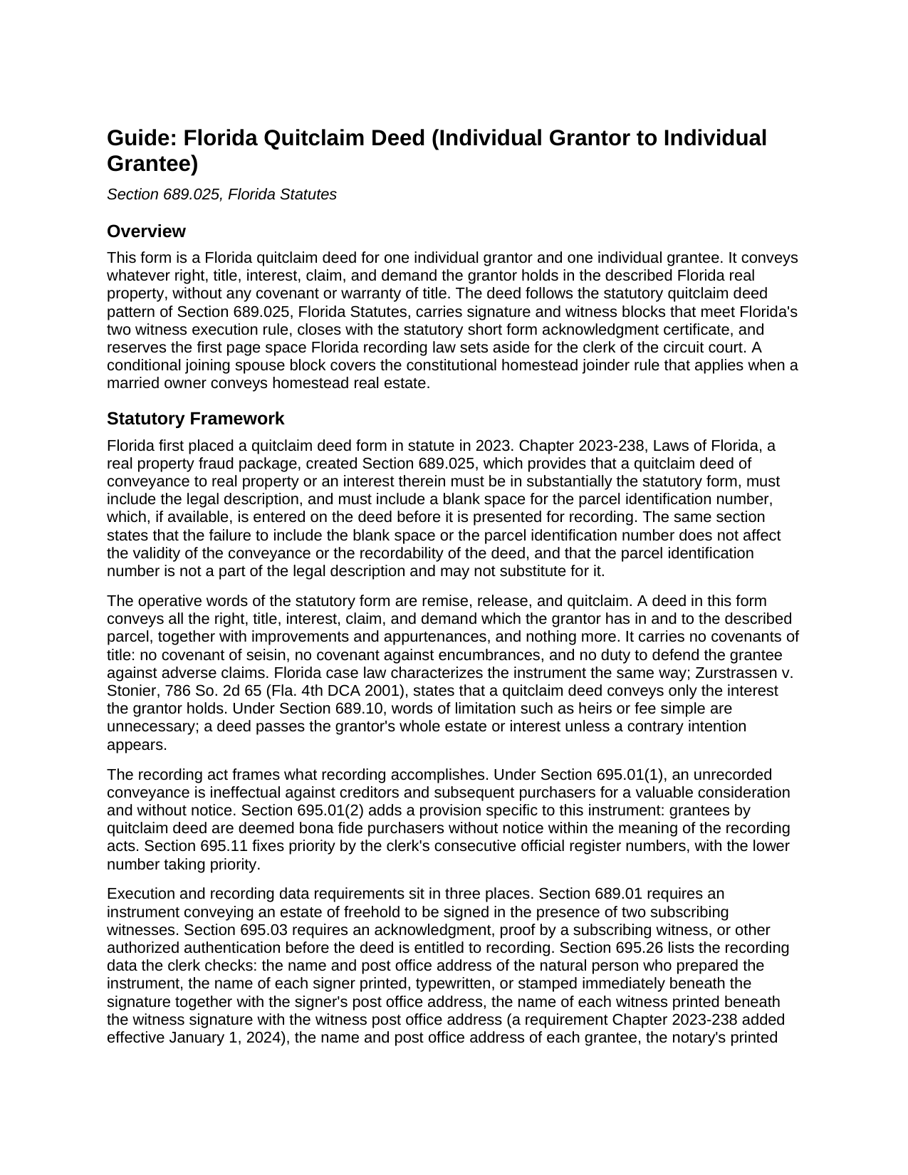 Putnam County Quitclaim Deed (Individual) Guide