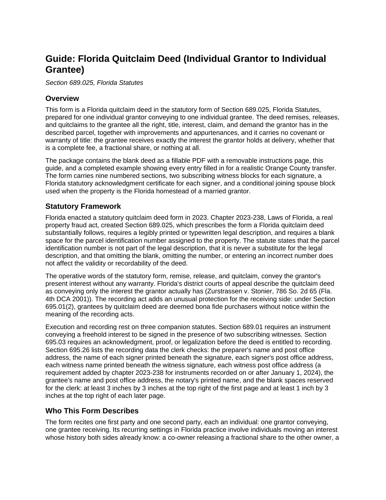 Madison County Quitclaim Deed (Individual) Guide